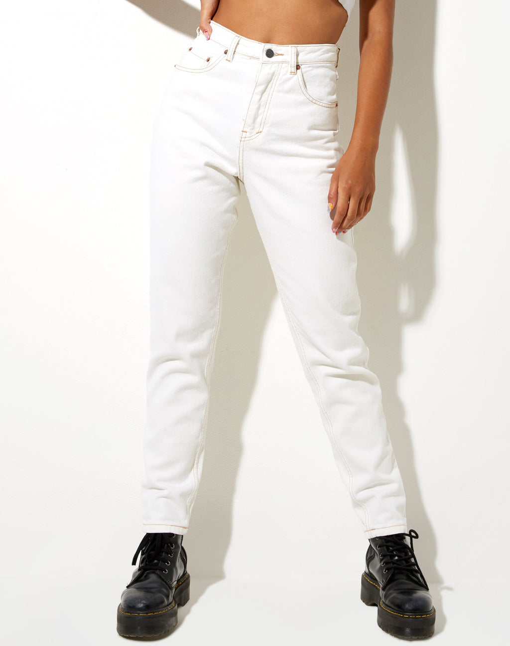 Jeans mamma in ecru
