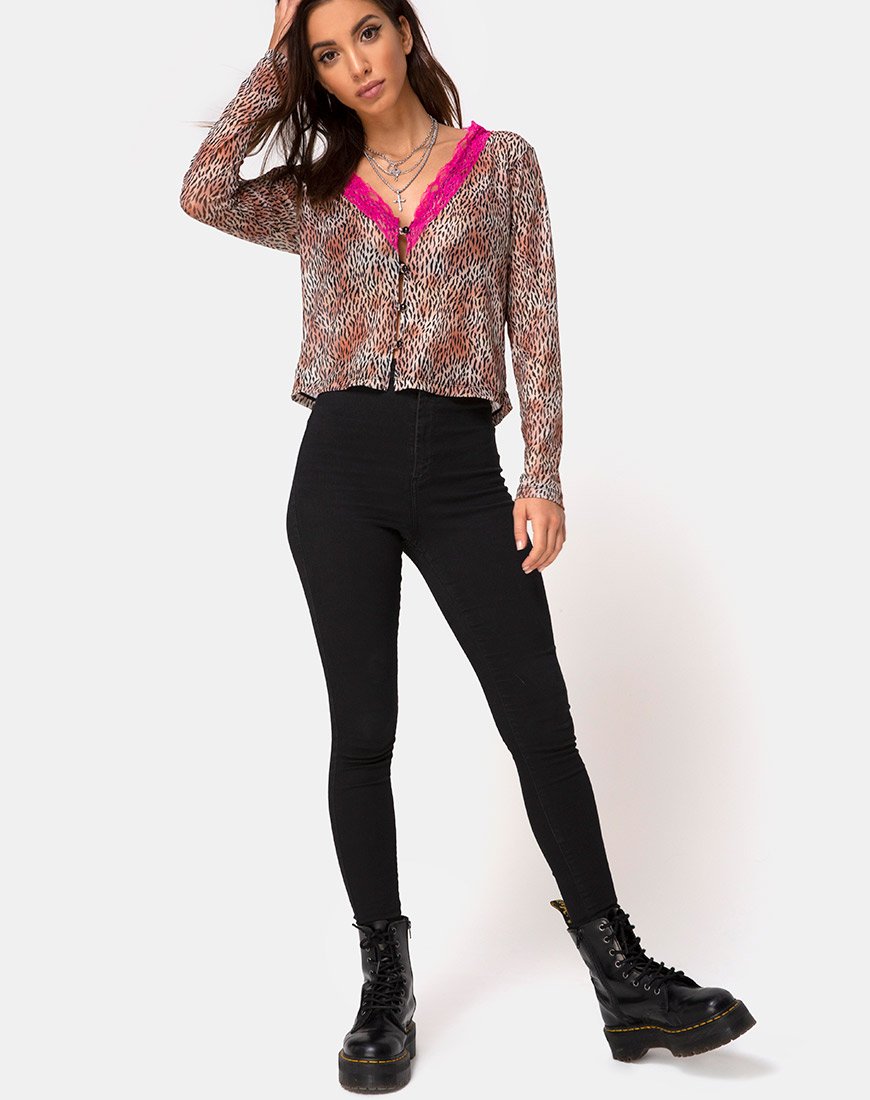 Immagine di Moqui Top Mini Tiger Mesh con Pizzo Viola