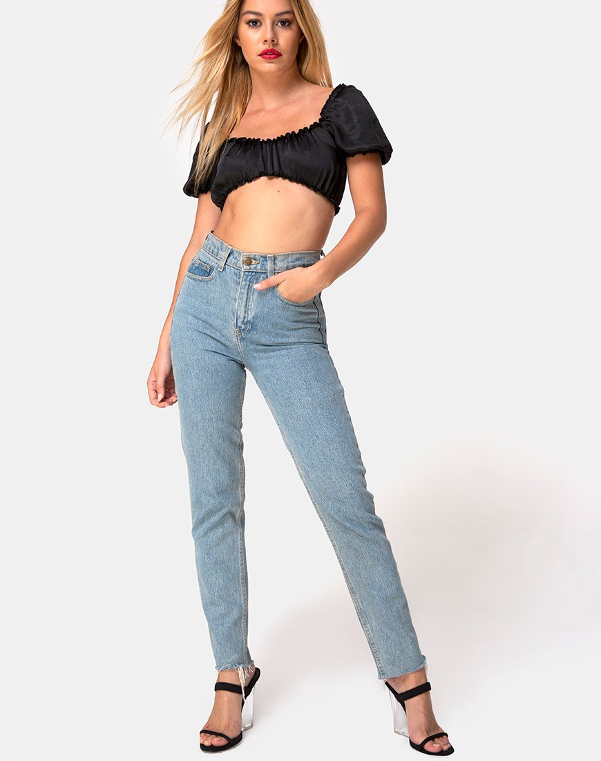 Immagine di Morgan Crop Top in raso nero