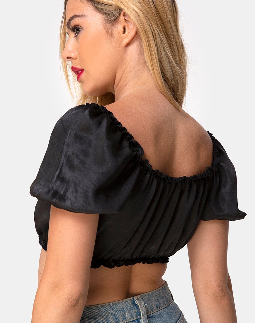Immagine di Morgan Crop Top in raso nero