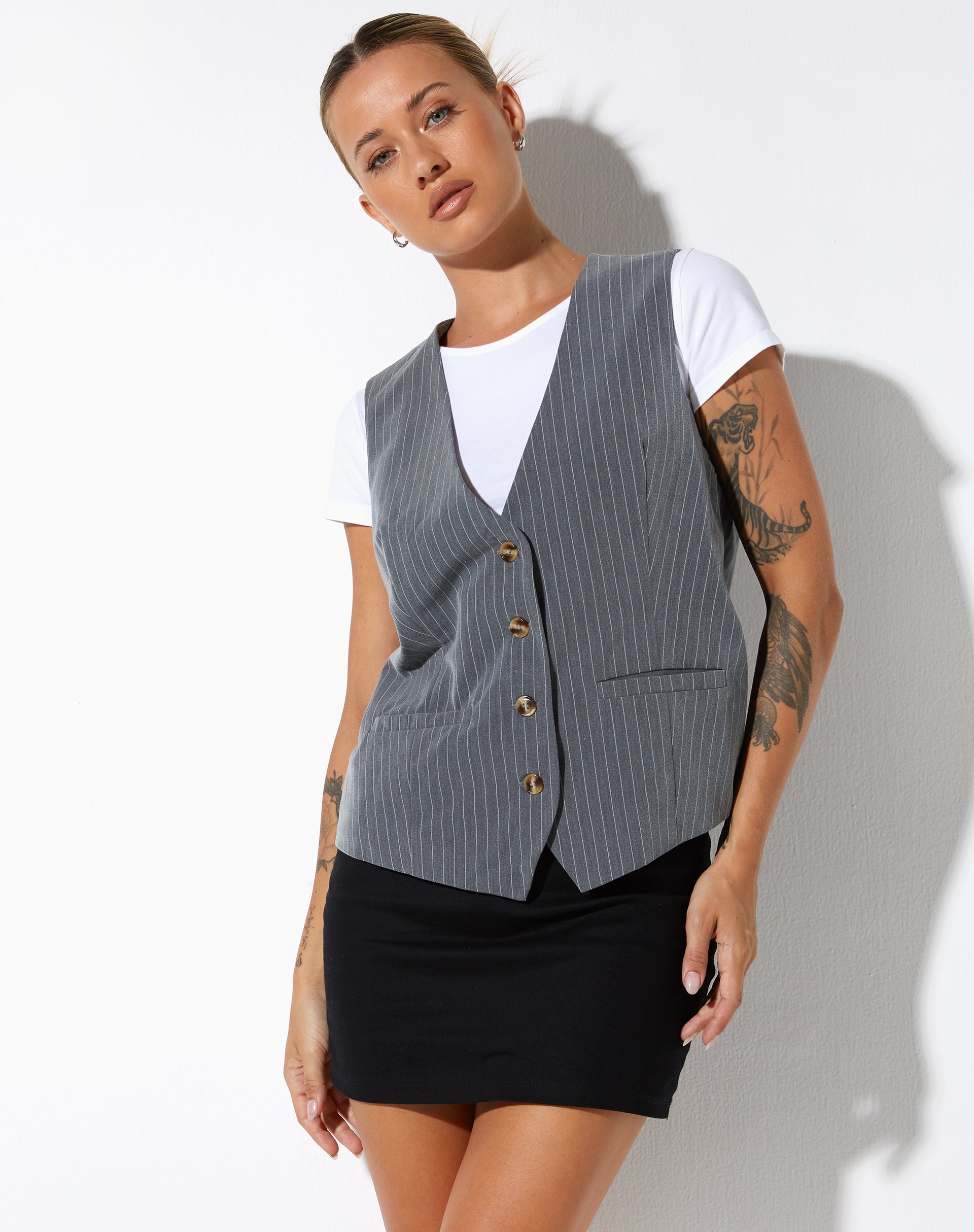 immagine di Gilet Moris in grigio gessato