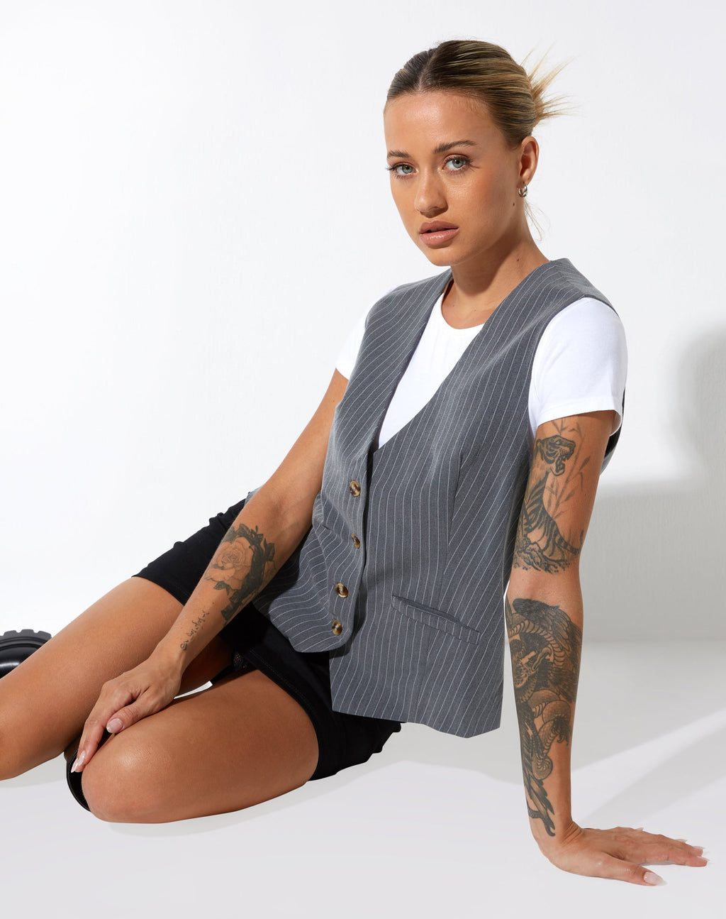 Gilet Moris in grigio gessato