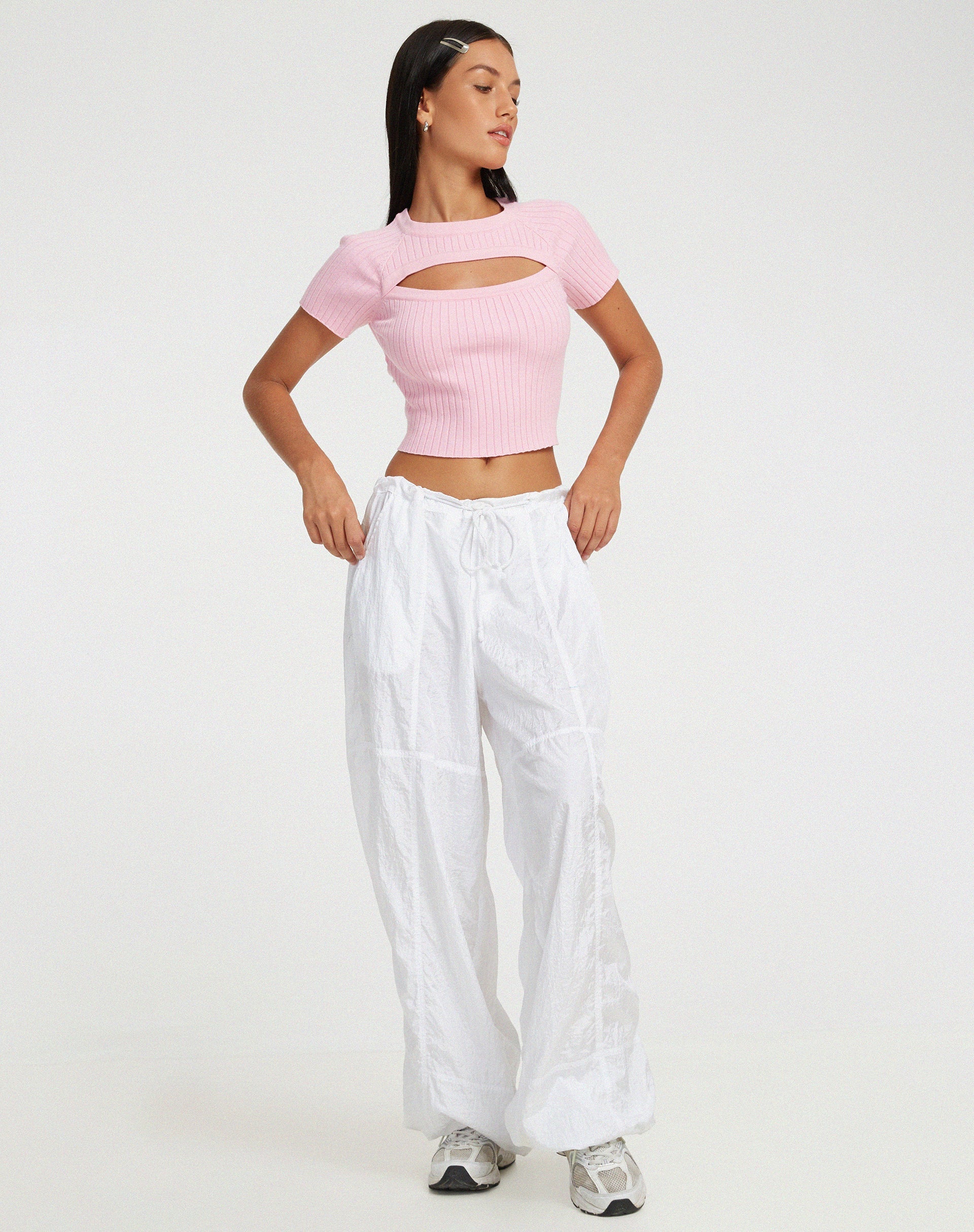 immagine di Morsche Cut Out Crop Top in rosa