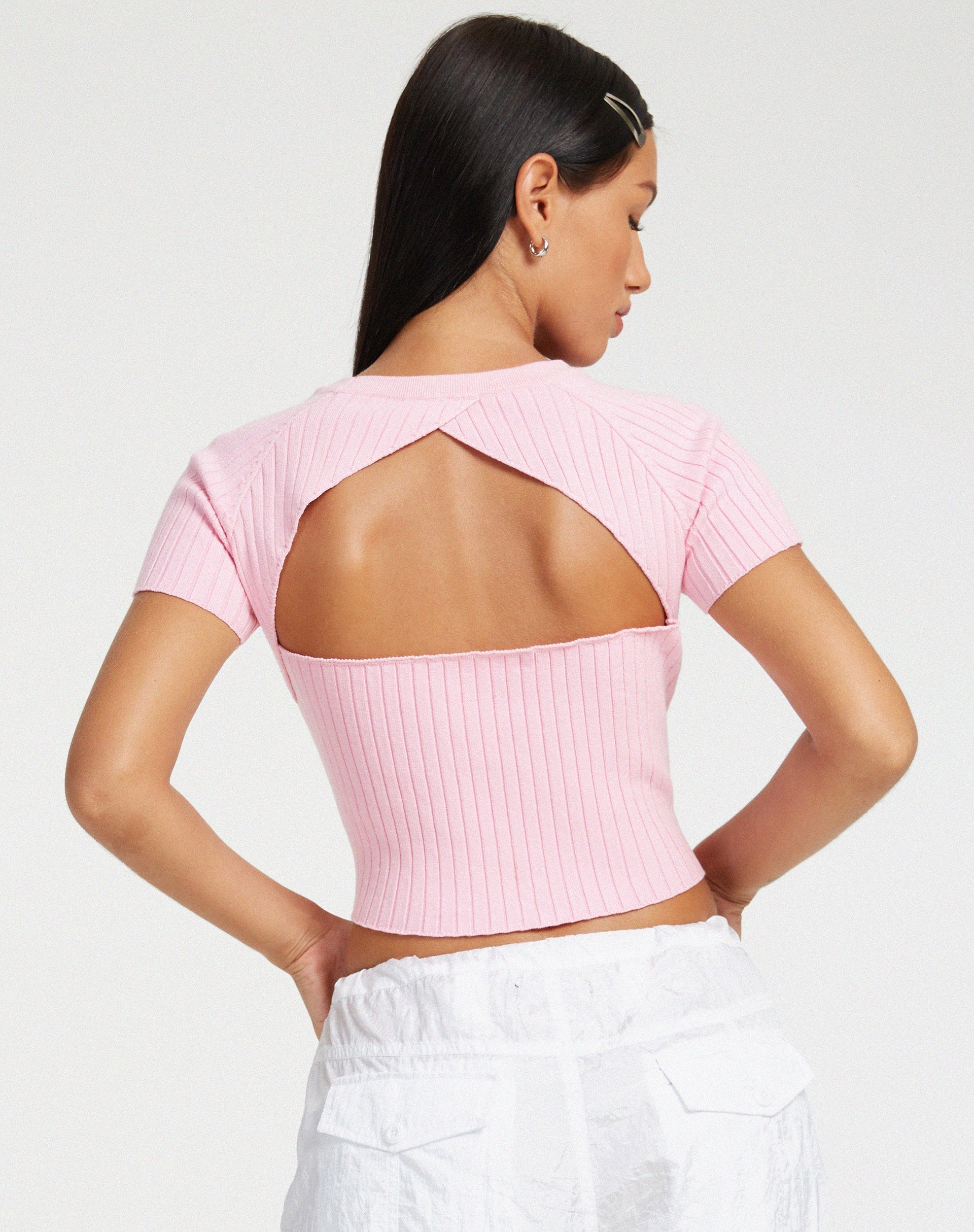 immagine di Morsche Cut Out Crop Top in rosa