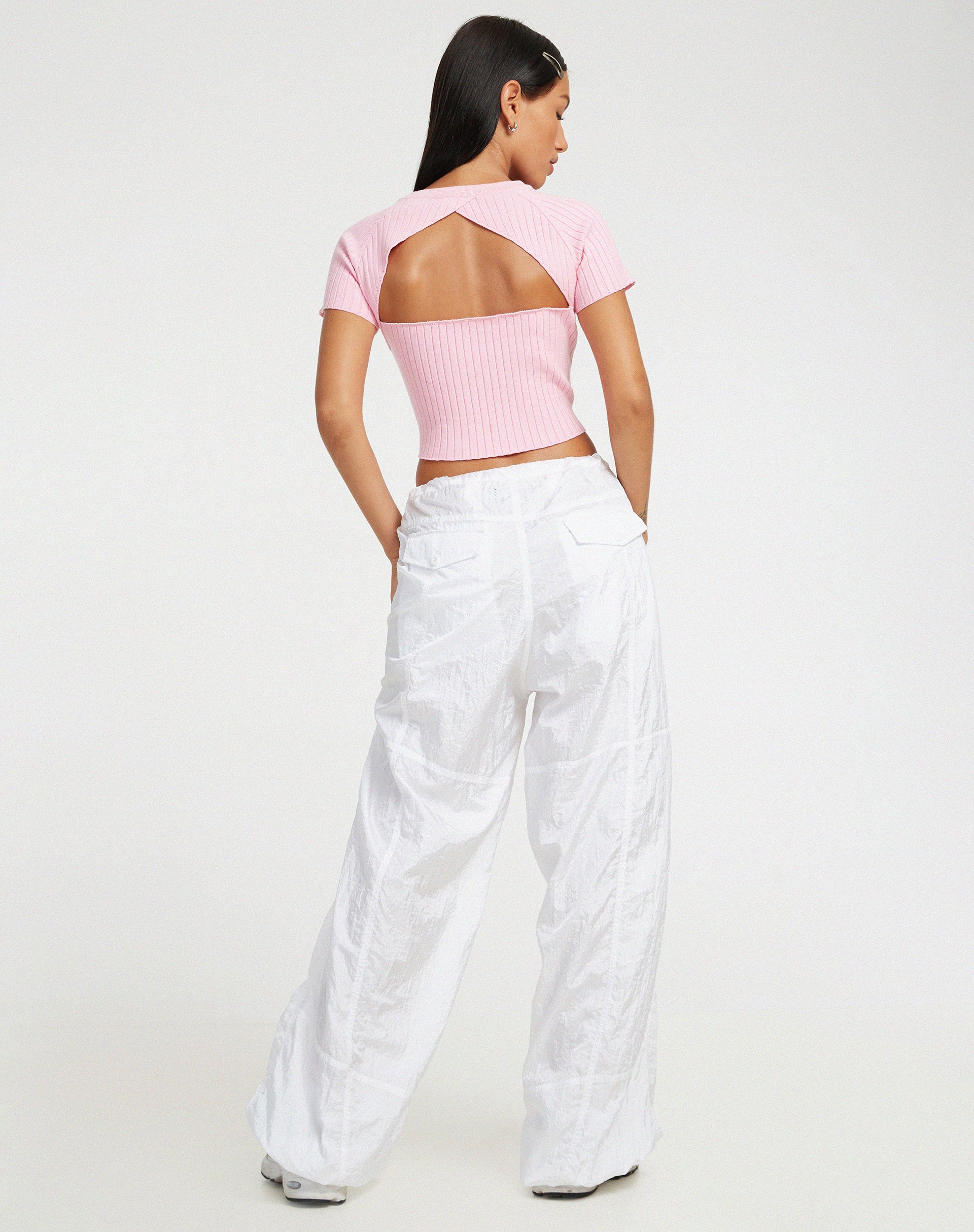 immagine di Morsche Cut Out Crop Top in rosa