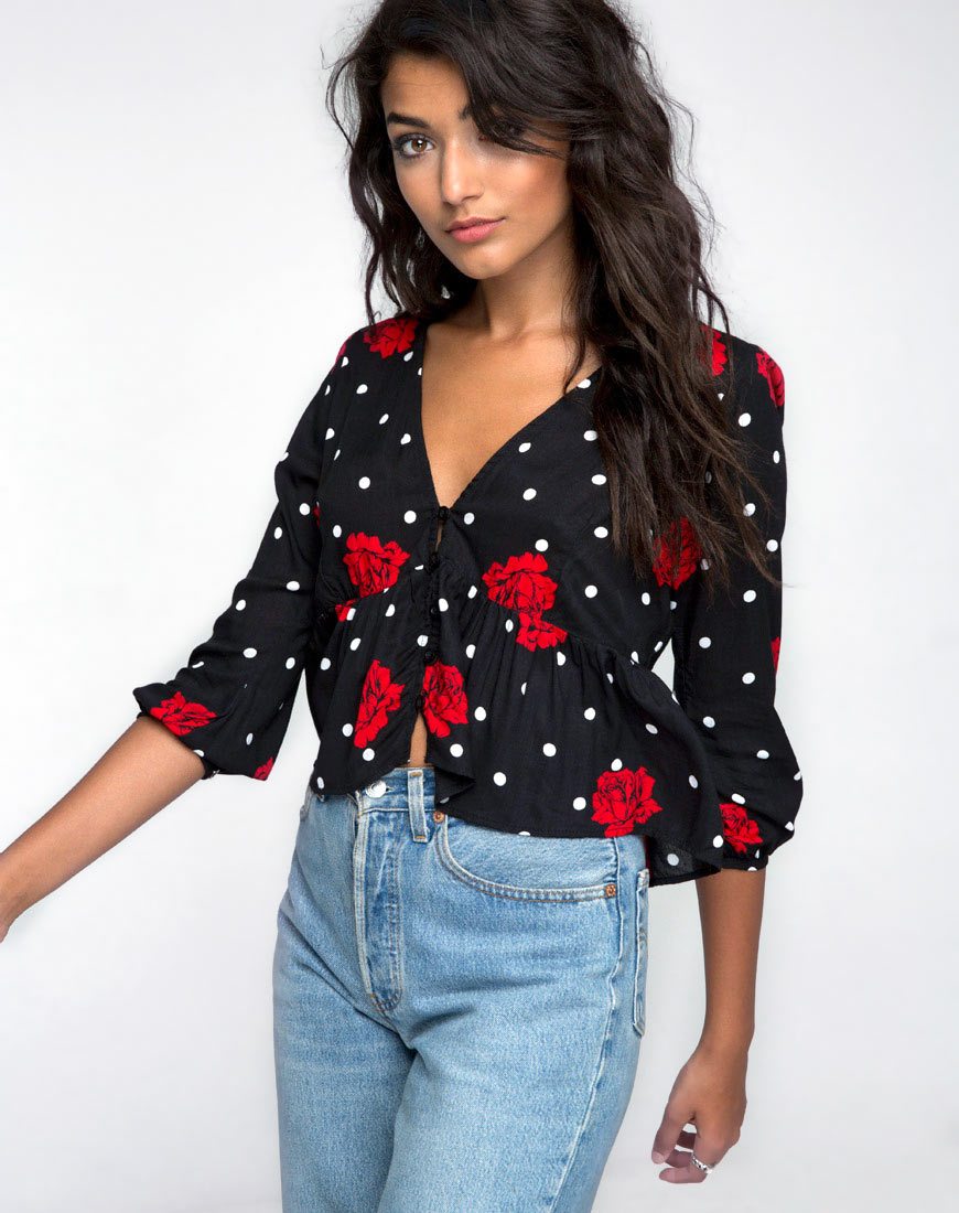 Top Mosca Plunge in Cuban Rose