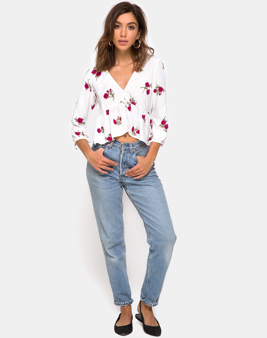 Immagine di Mosca Plunge Top in Grunge Rose Ivory