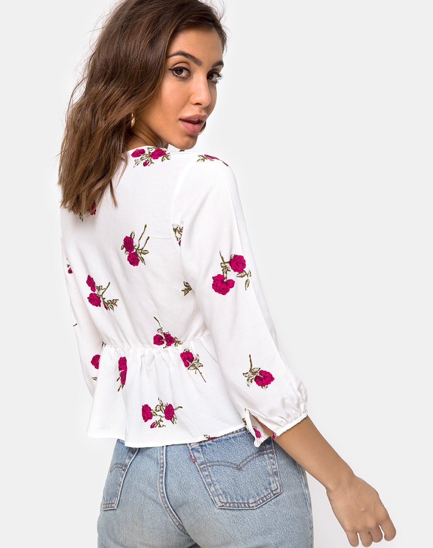 Top Mosca Plunge in Grunge Rose Ivory