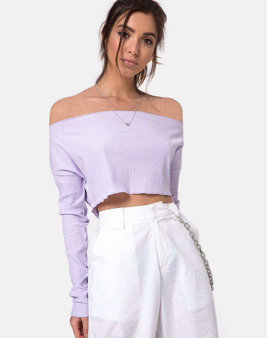 Maglione a coste lilla Moss