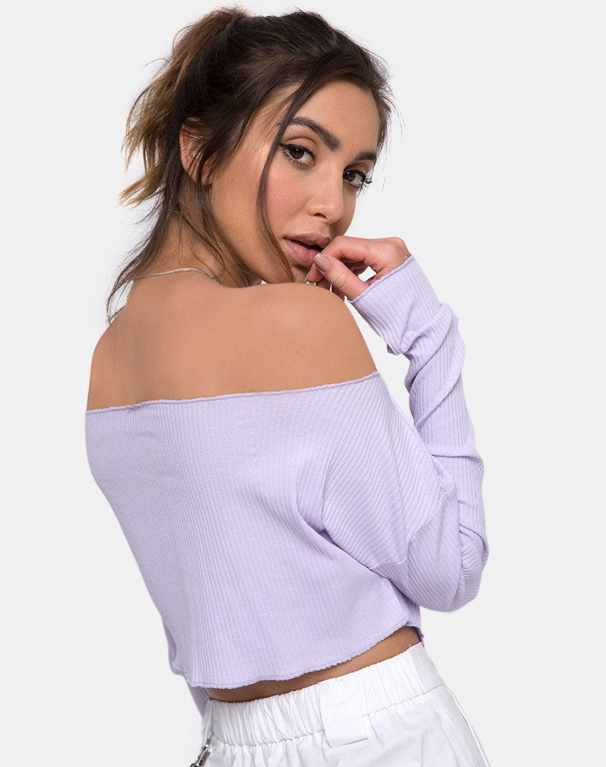 Maglione a coste lilla Moss