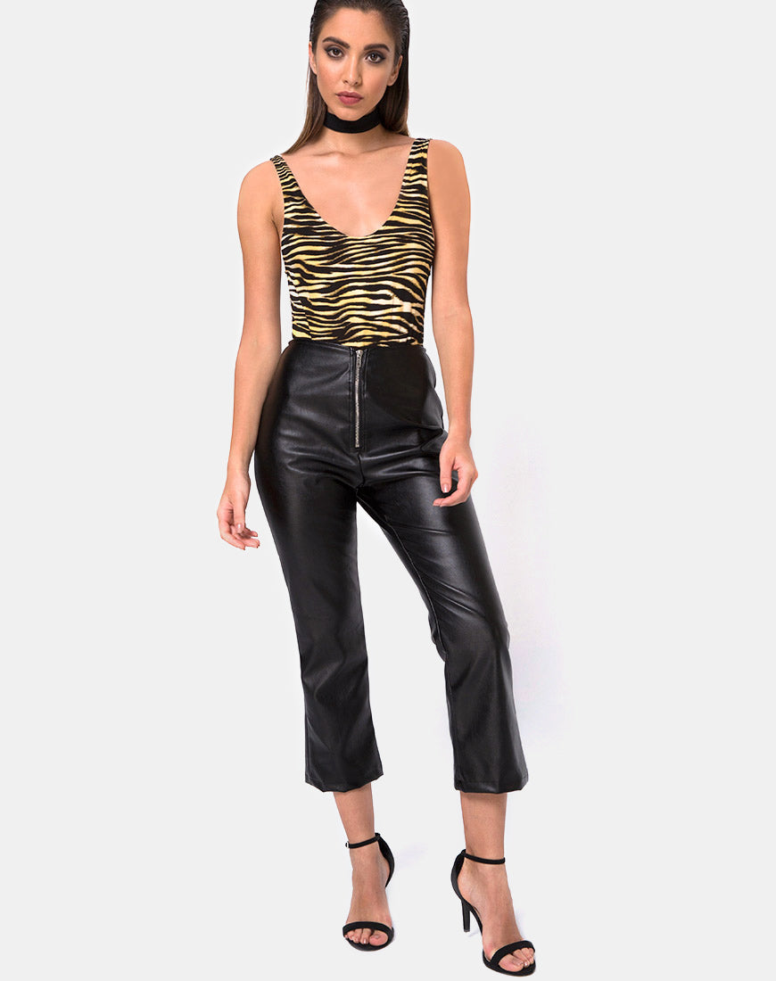 Immagine dei pantaloni da moto in pelle vegana nera