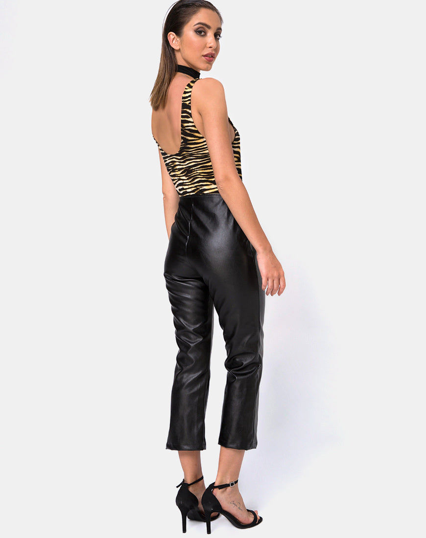 Immagine dei pantaloni da moto in pelle vegana nera