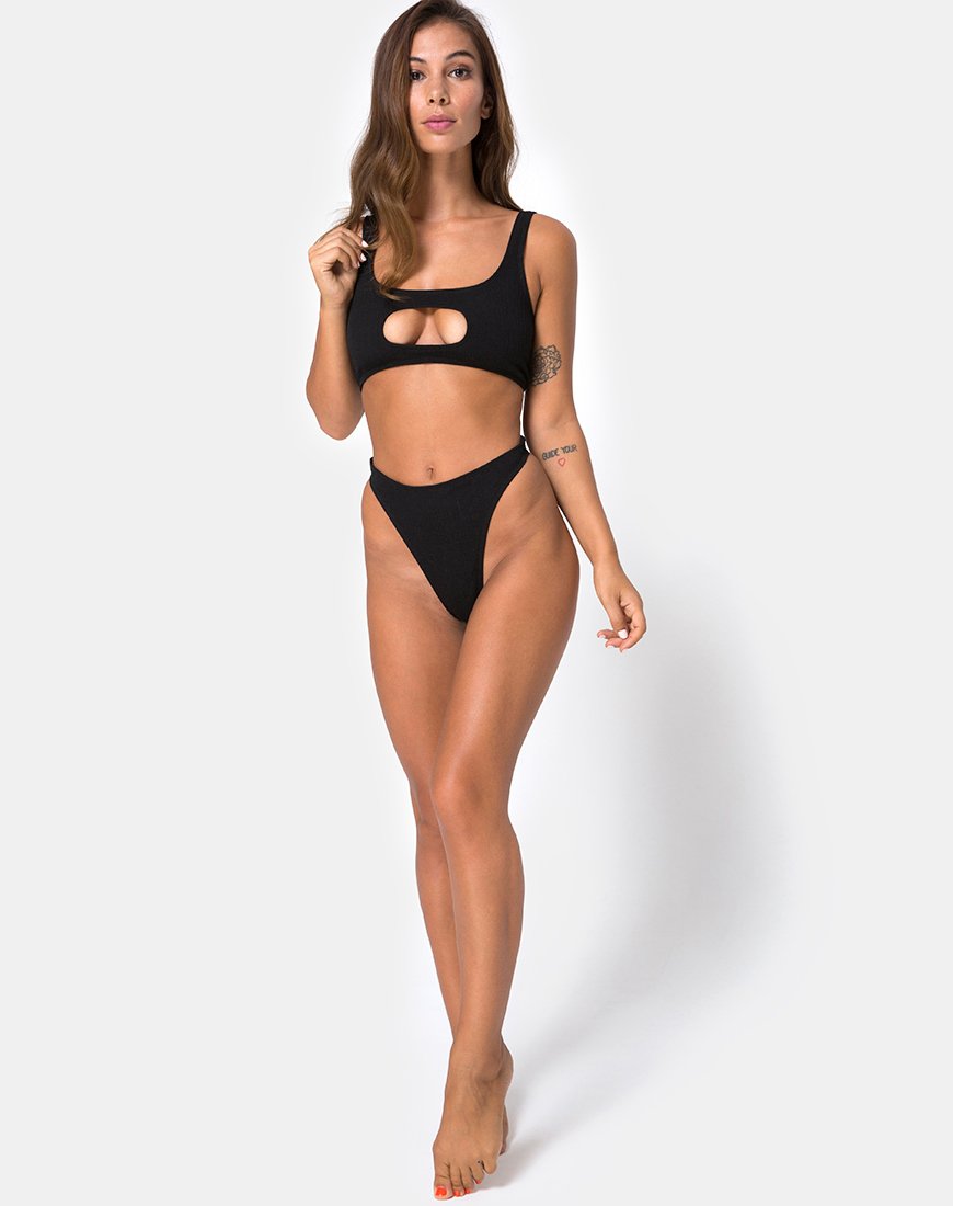 Mozu - Fondo bikini a costine nero