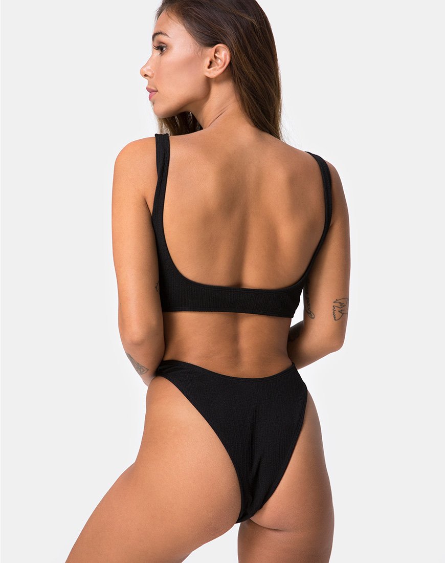 Top bikini Mozu a coste nero