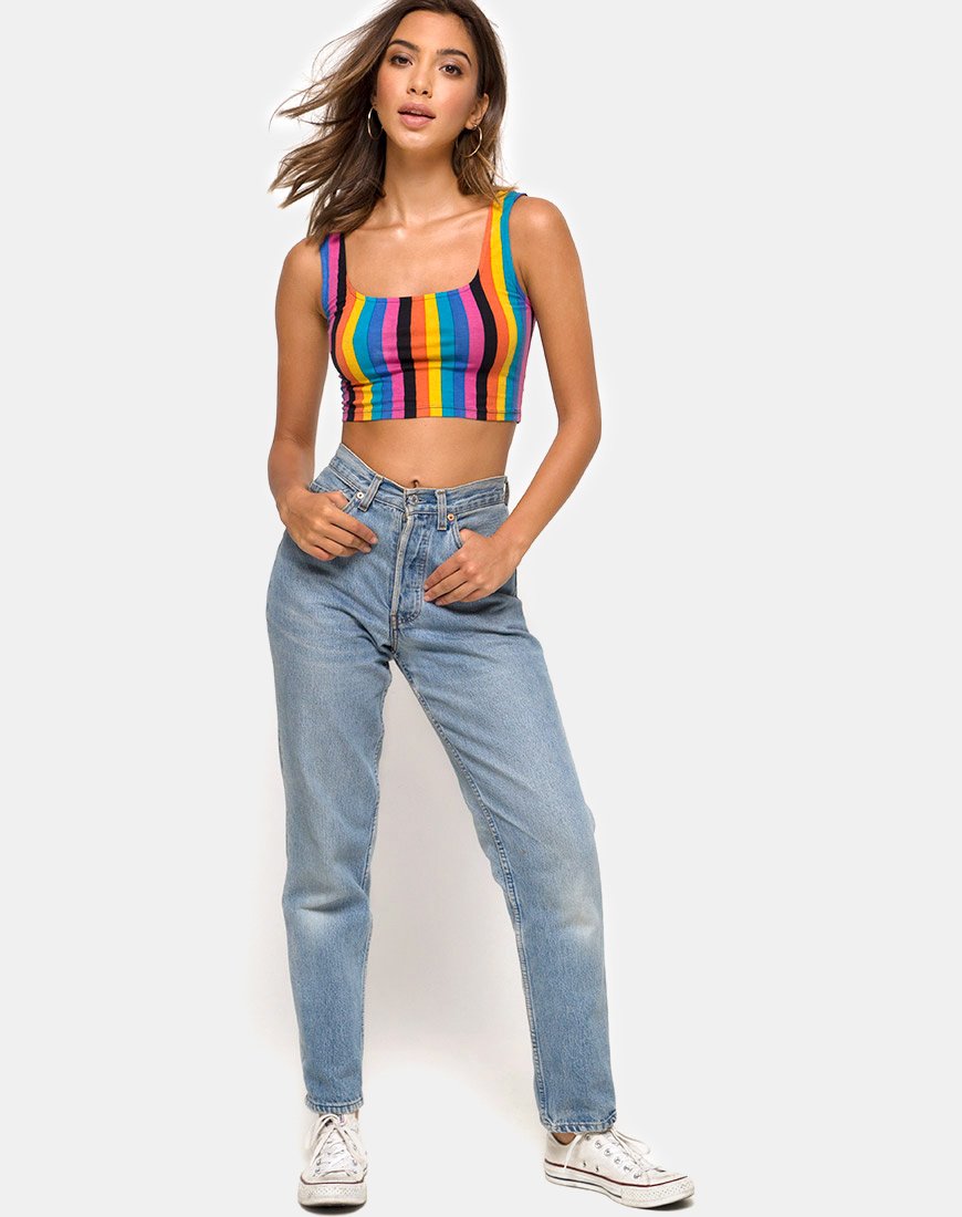 Immagine di Mucell Crop Top in New Vertical Mixed Stripe