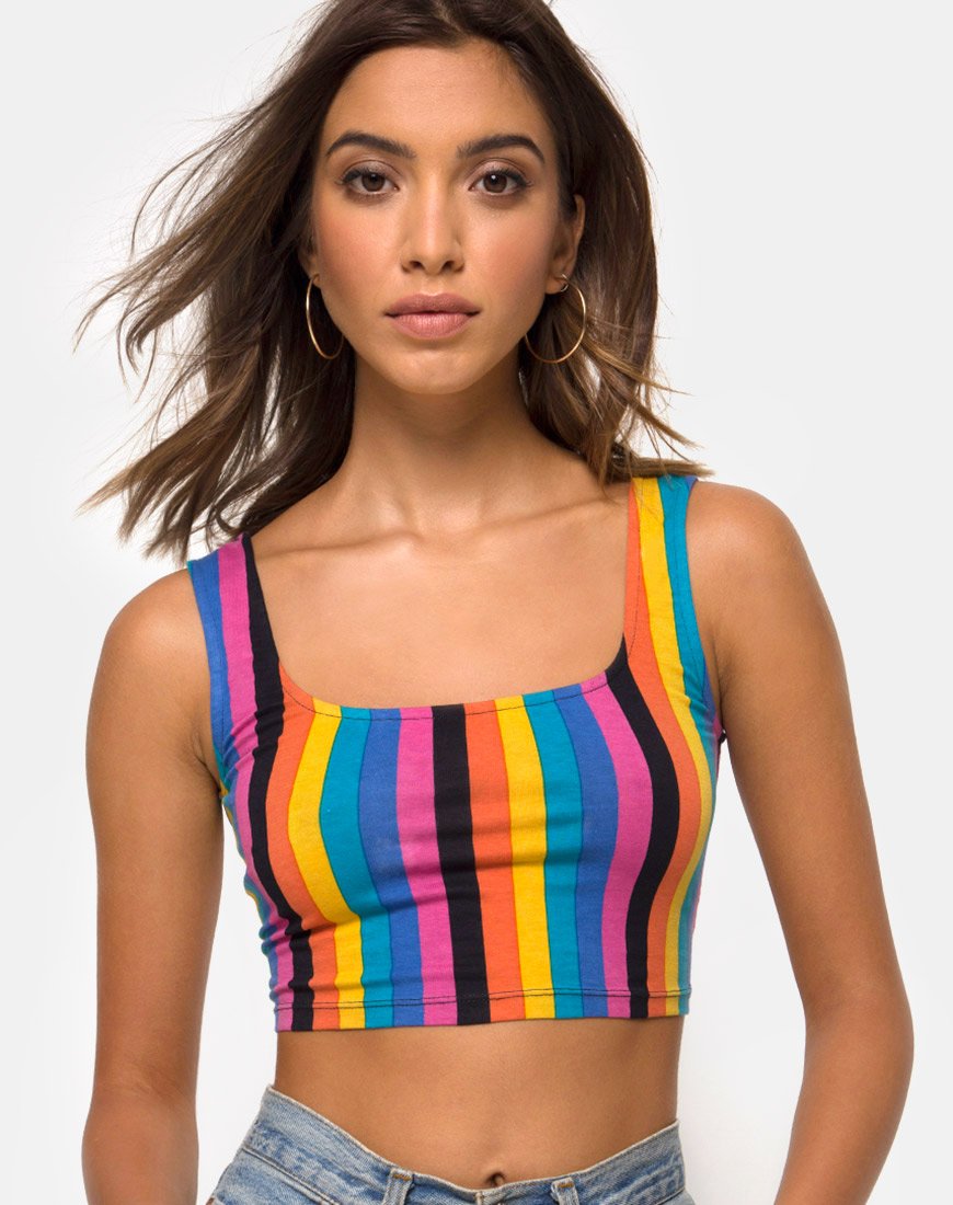 Crop Top Mucell a righe miste verticali