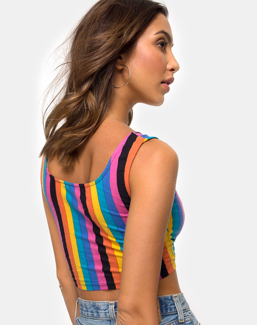 Crop Top Mucell a righe miste verticali