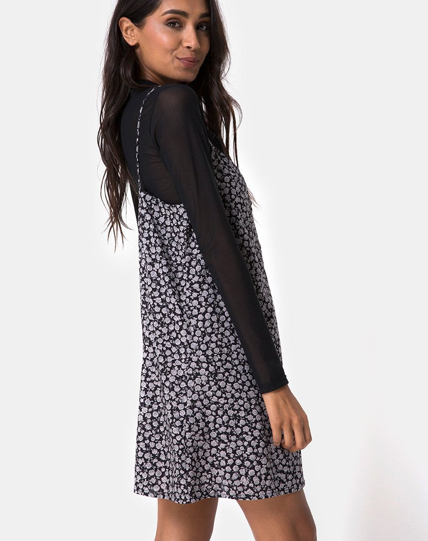 Sanna Slip Dress in Ditsy Rose Nero
