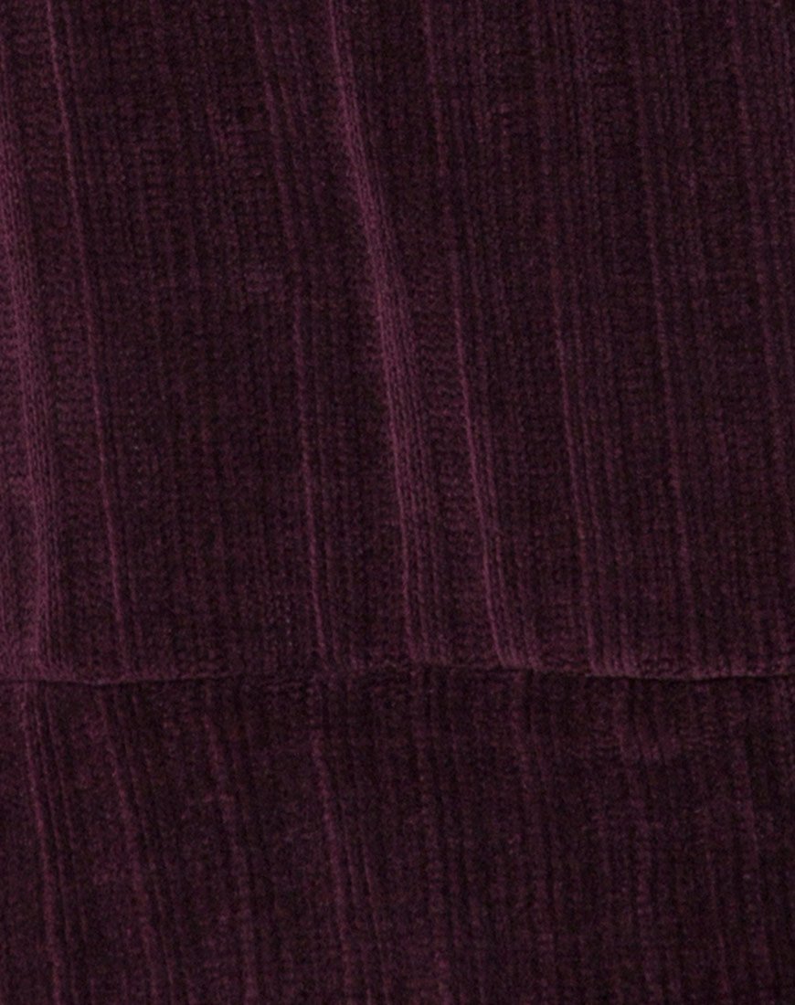 Immagine di Neve, abito a maglione oversize in ciniglia color prugna