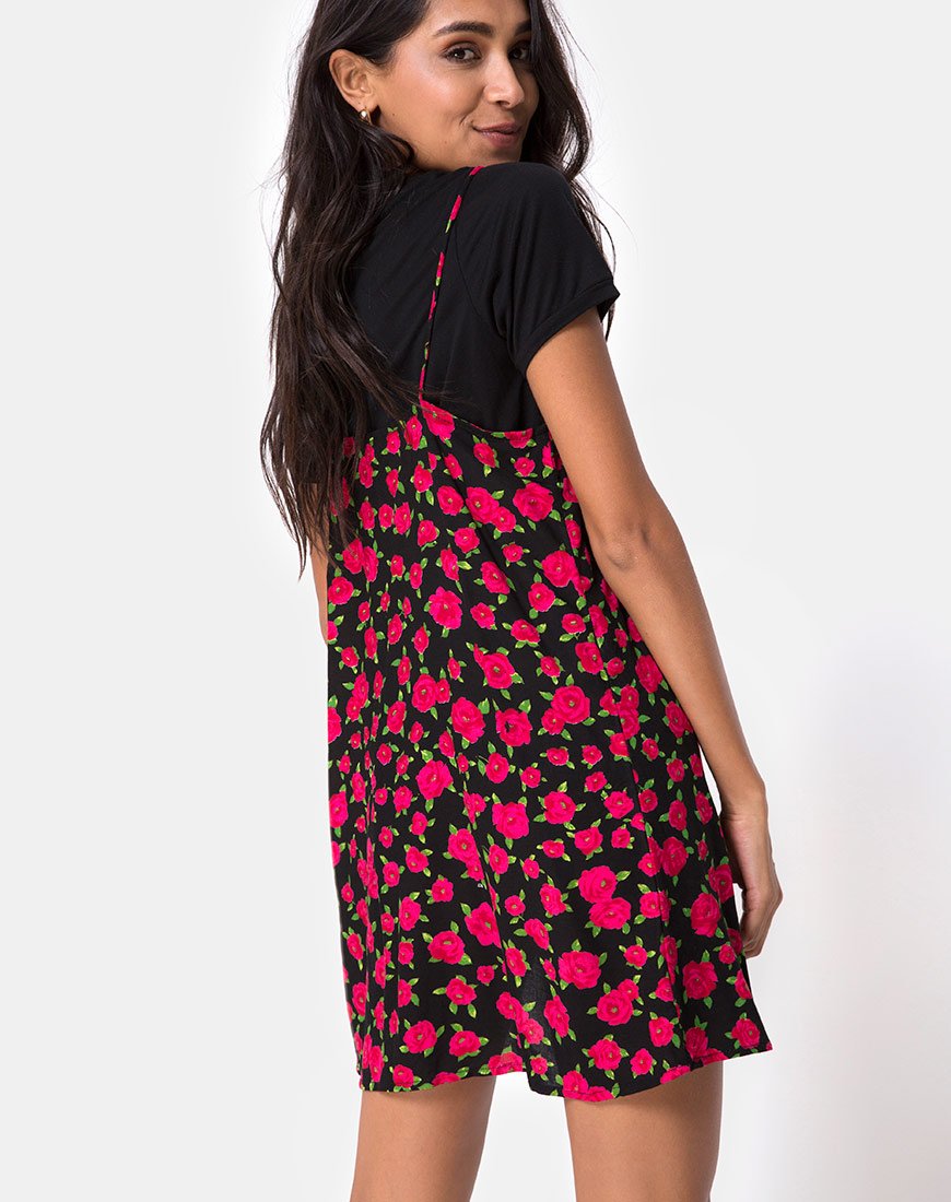 Abito sottoveste Sanna in Red Bloom