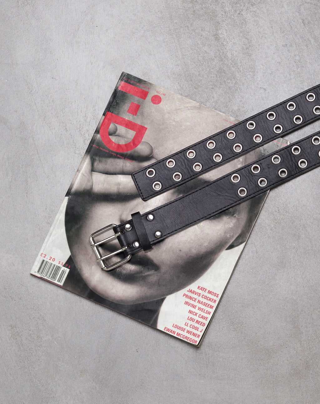 Cintura con doppio occhiello in PU nero punk
