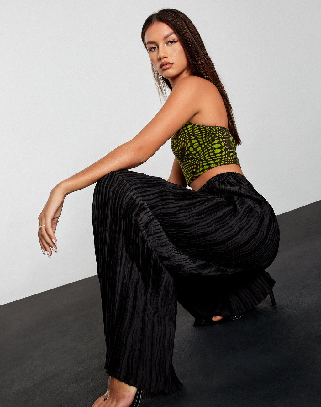 Pantaloni Bian in nero stropicciato