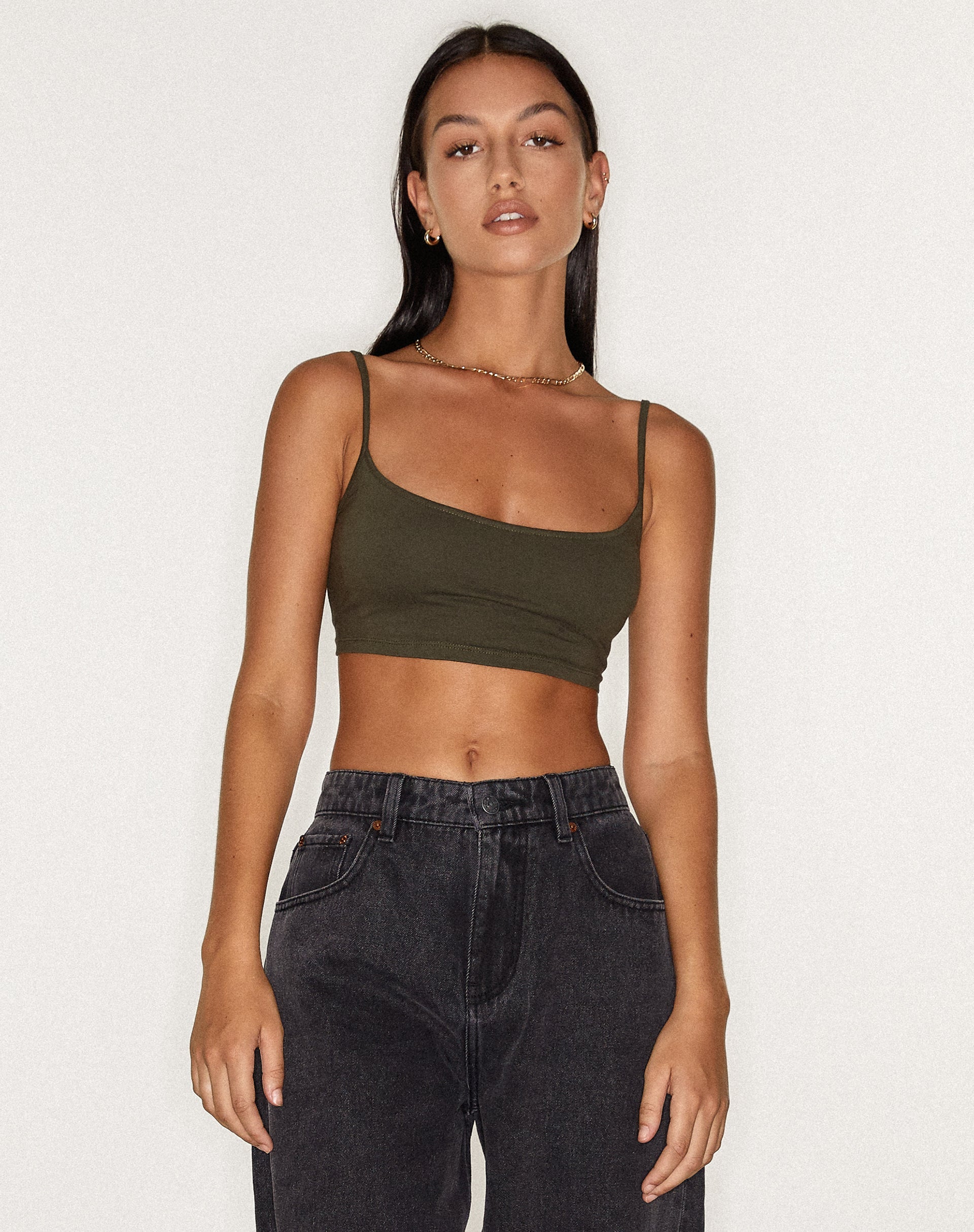 Immagine di Keenan Crop Top in lycra oliva