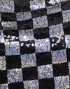 Scacchiera in paillettes nera e argento