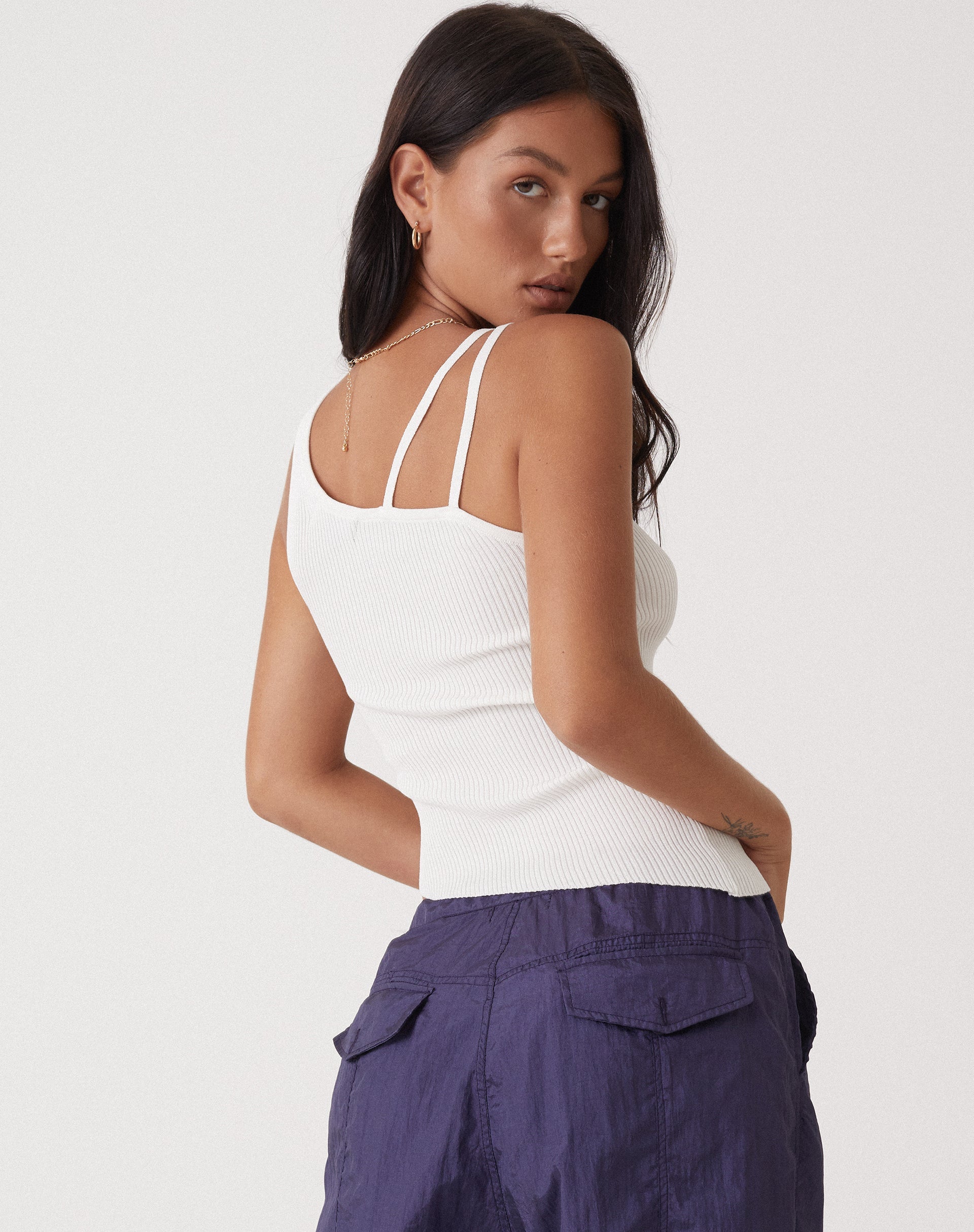 Immagine di MOTEL X OLIVIA NEILL Lanica Top in Rib Star Bianco