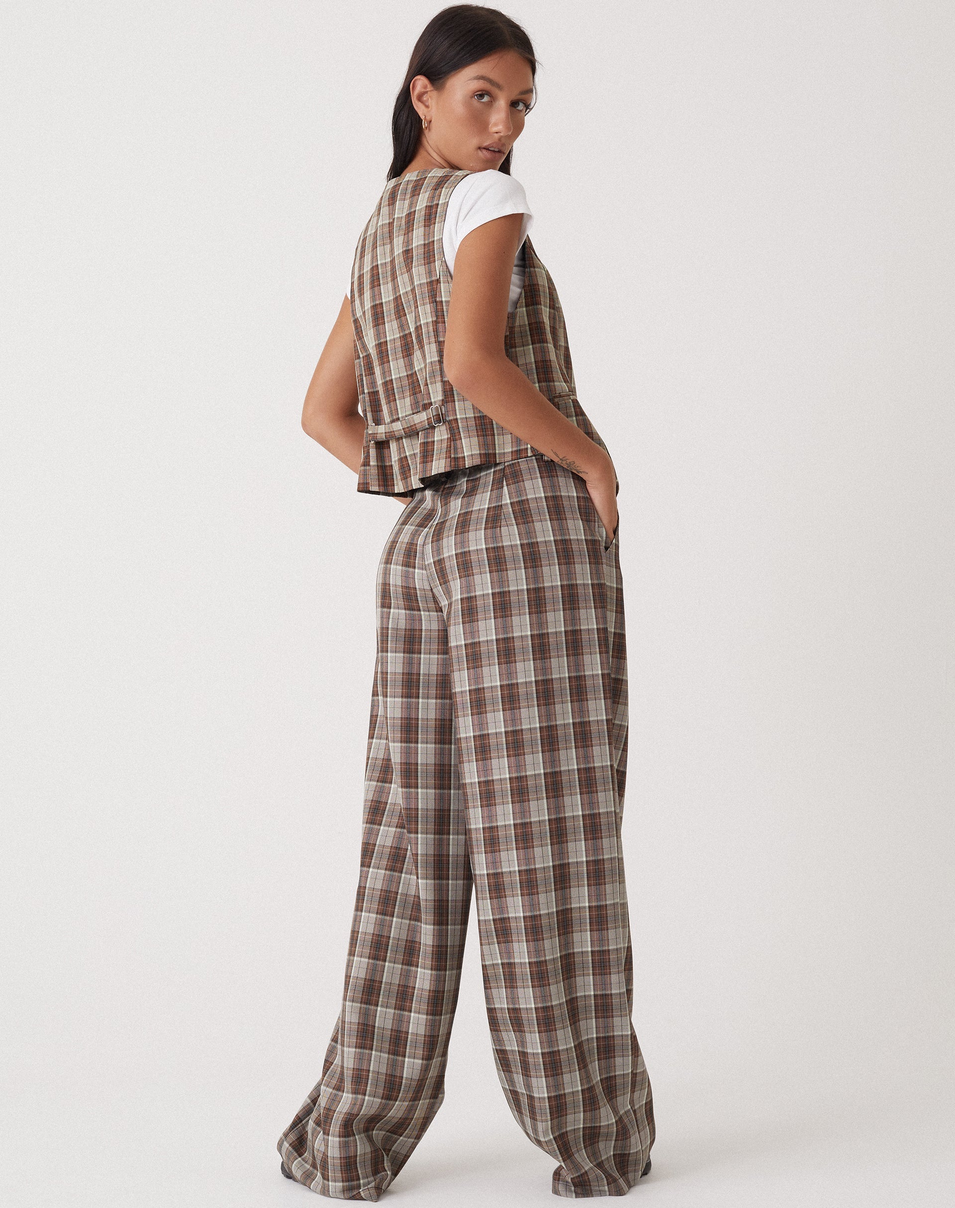 Immagine di MOTEL X OLIVIA NEILL Pantalone Hondra in Check Tan Brown