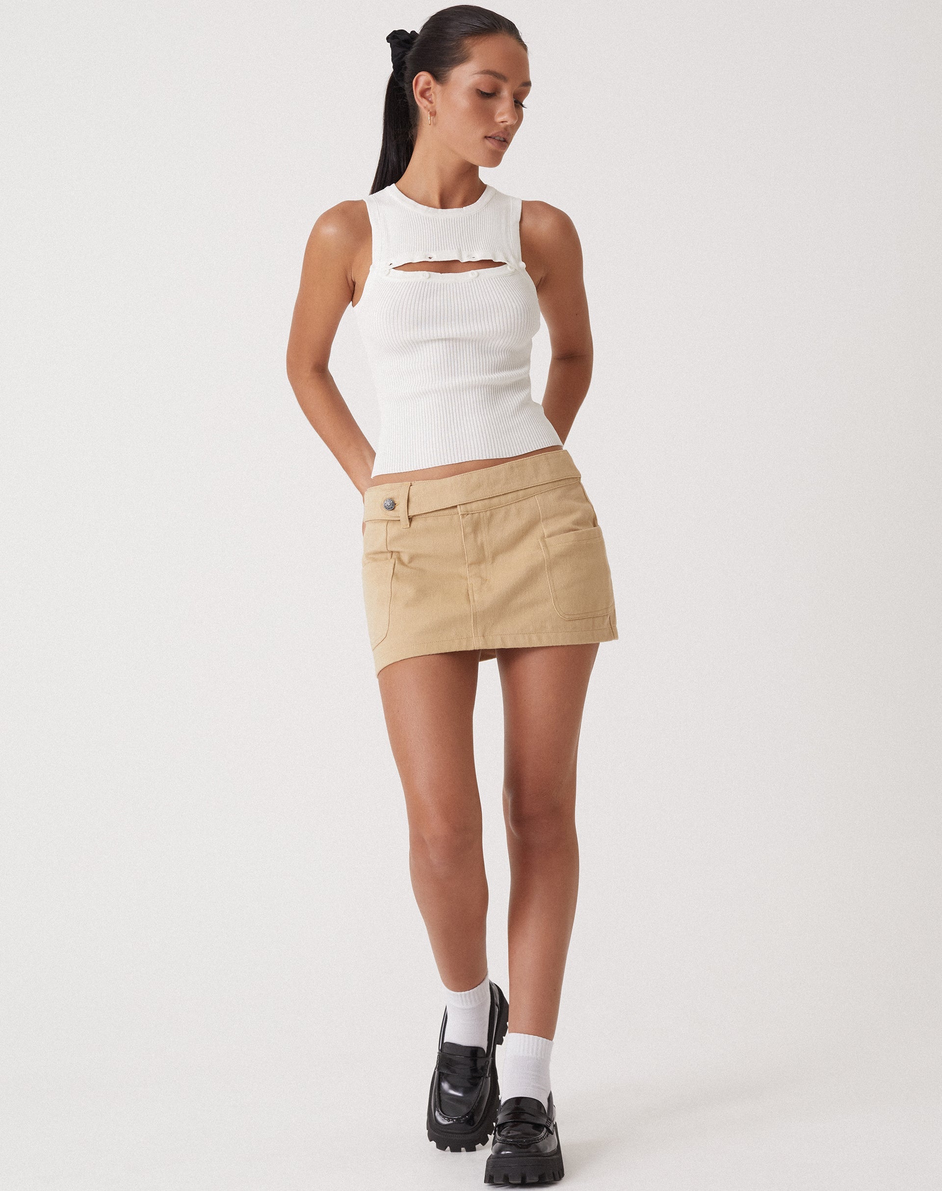 immagine di MOTEL X OLIVIA NEILL Caena Top in Rib Star White