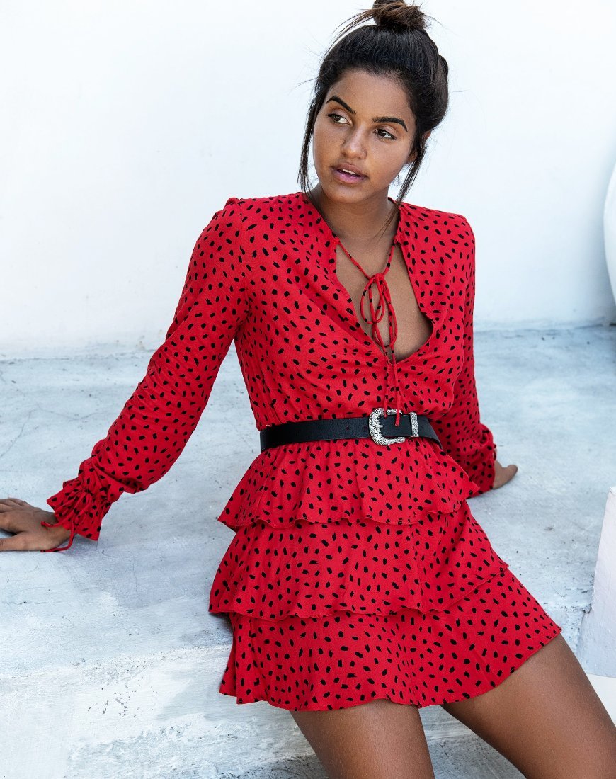 Abito Kepsibelle in Mini Diana Dot Rosso e Nero