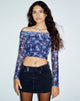 immagine di Nagini Top Bardot a manica lunga in Pretty Floral Navy
