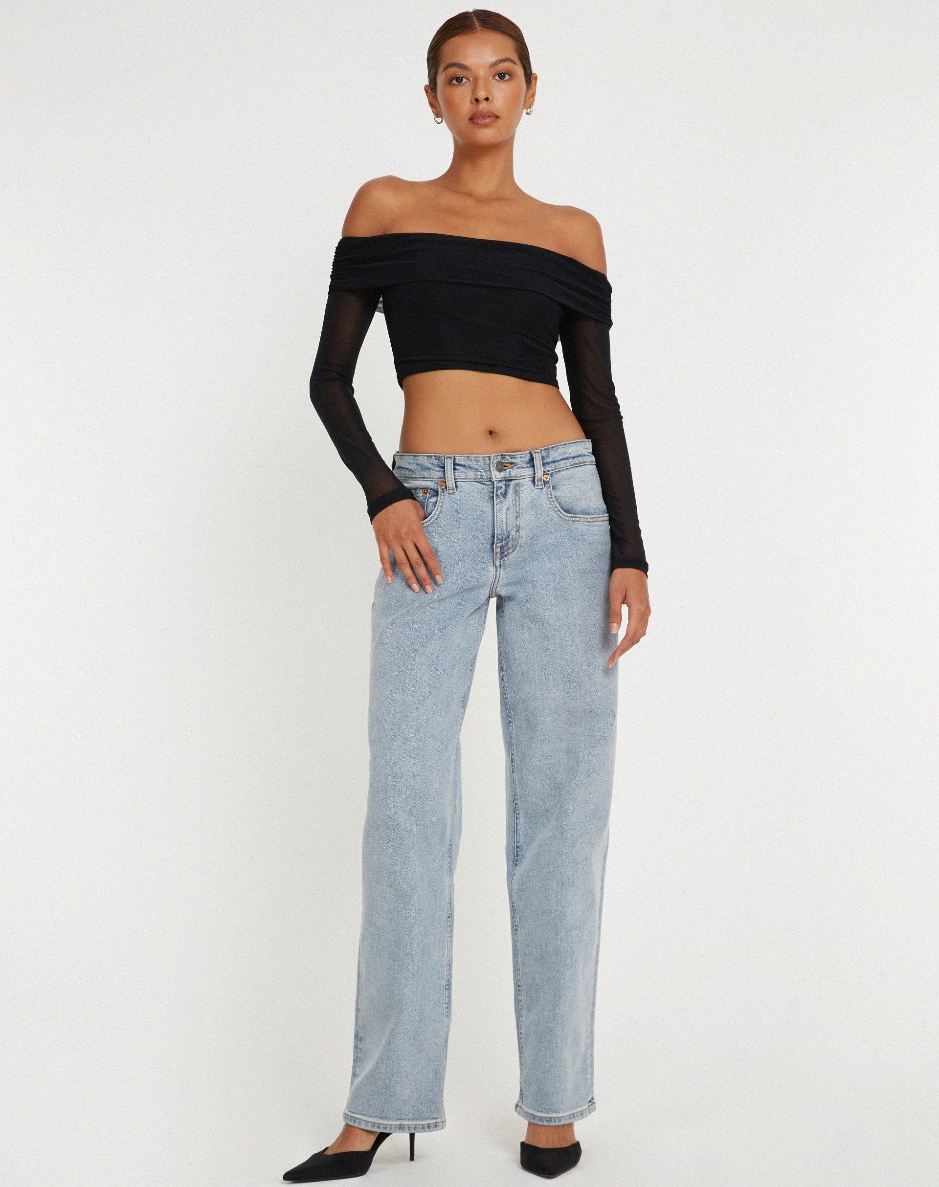 immagine di Nagini Bardot Crop Top in nero