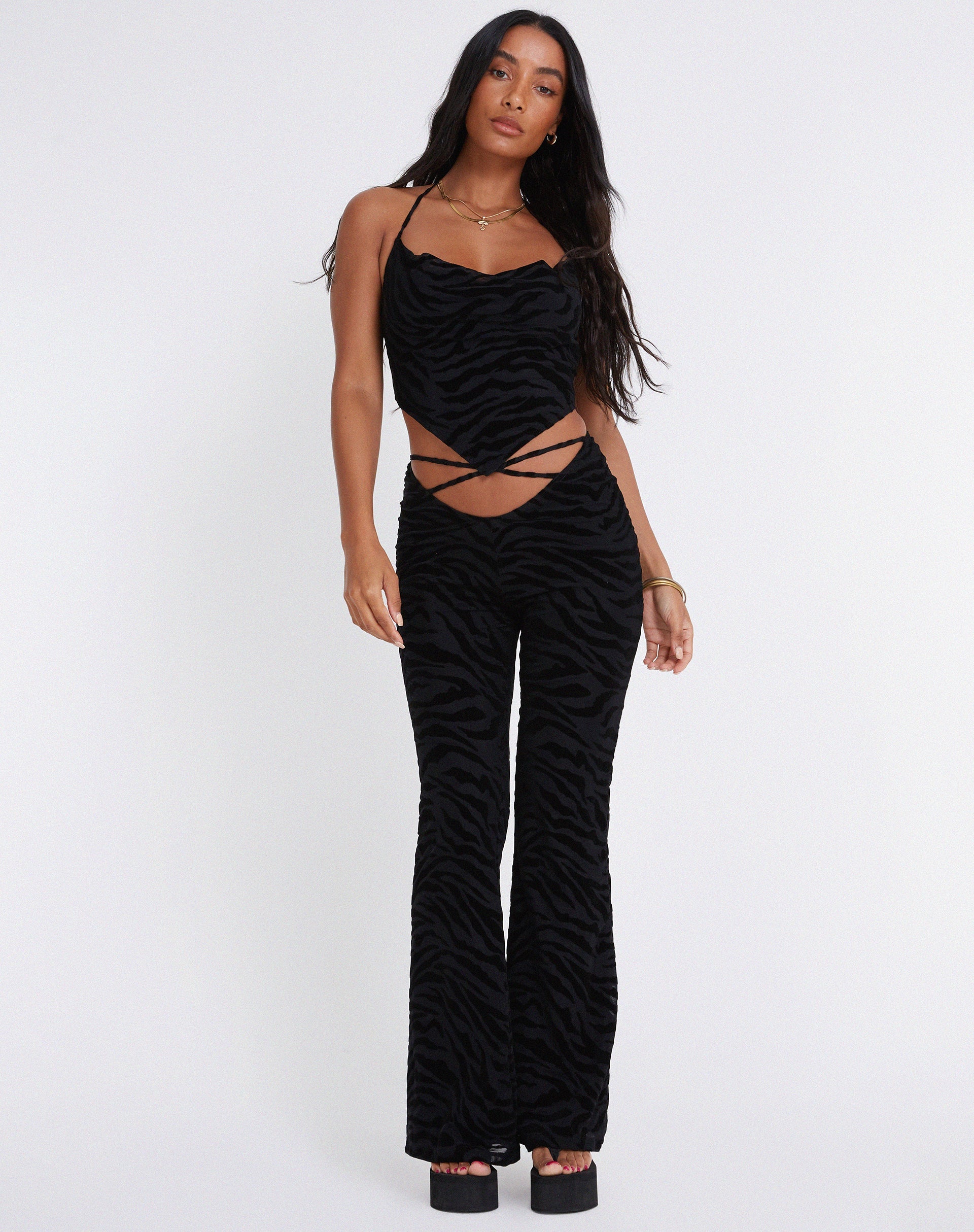 immagine dei pantaloni Nancha Flare in Zebra Flock Nero
