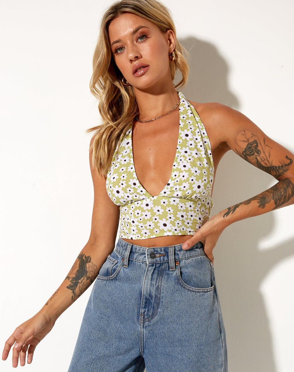Crop Top Nanda in verde Daisy Duke