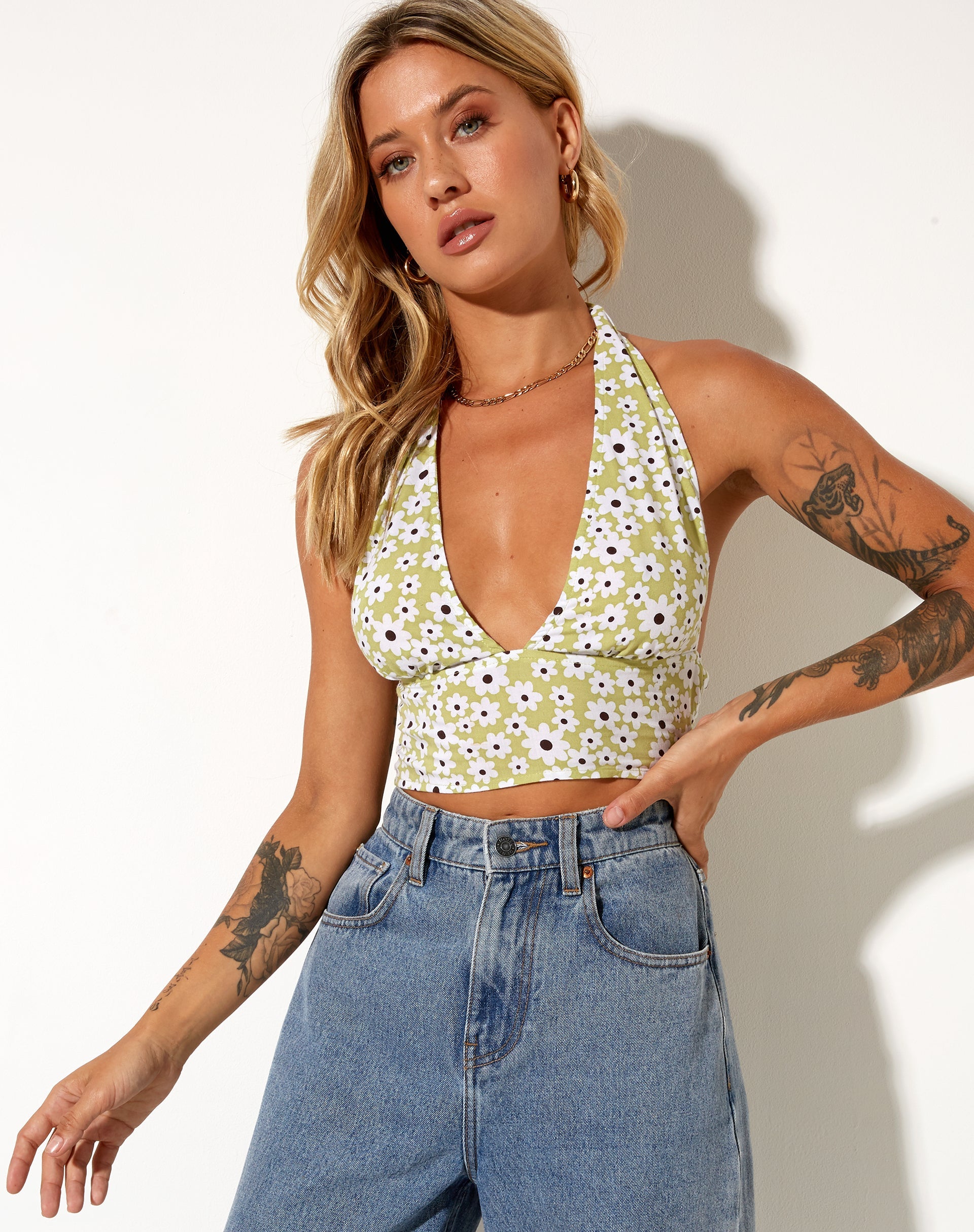 Immagine di Nanda Crop Top in verde Daisy Duke