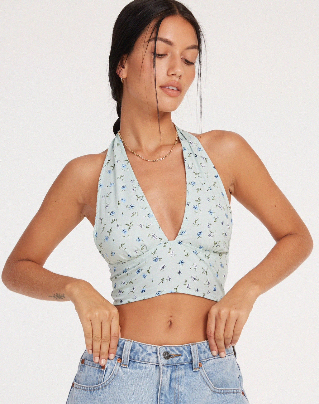 Crop top Nanda in verde petalo