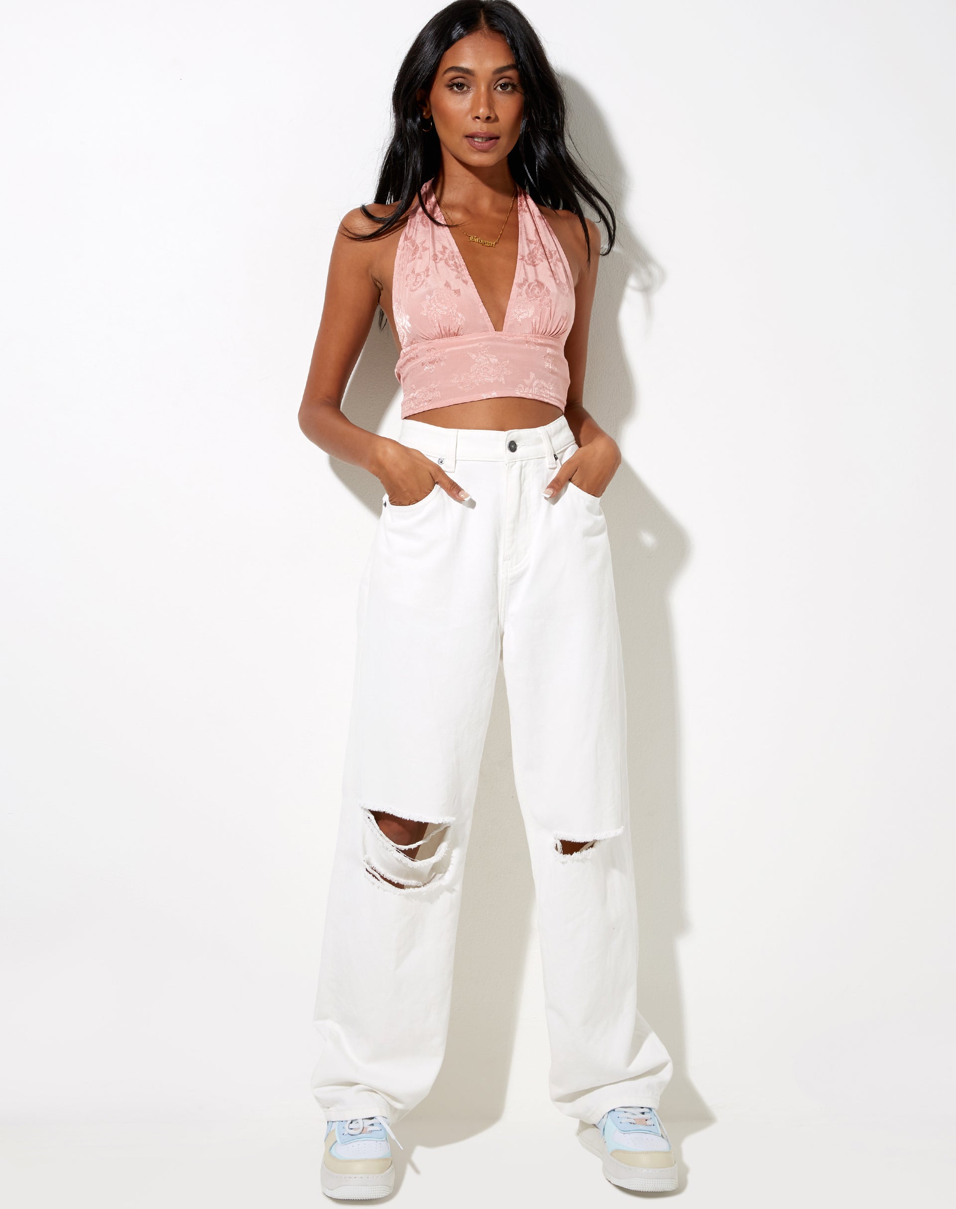 Immagine di Nanda Crop Top in Satin Rose Coral Blush