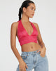 immagine di Nanda Crop Top in raso zebrato rosa caldo