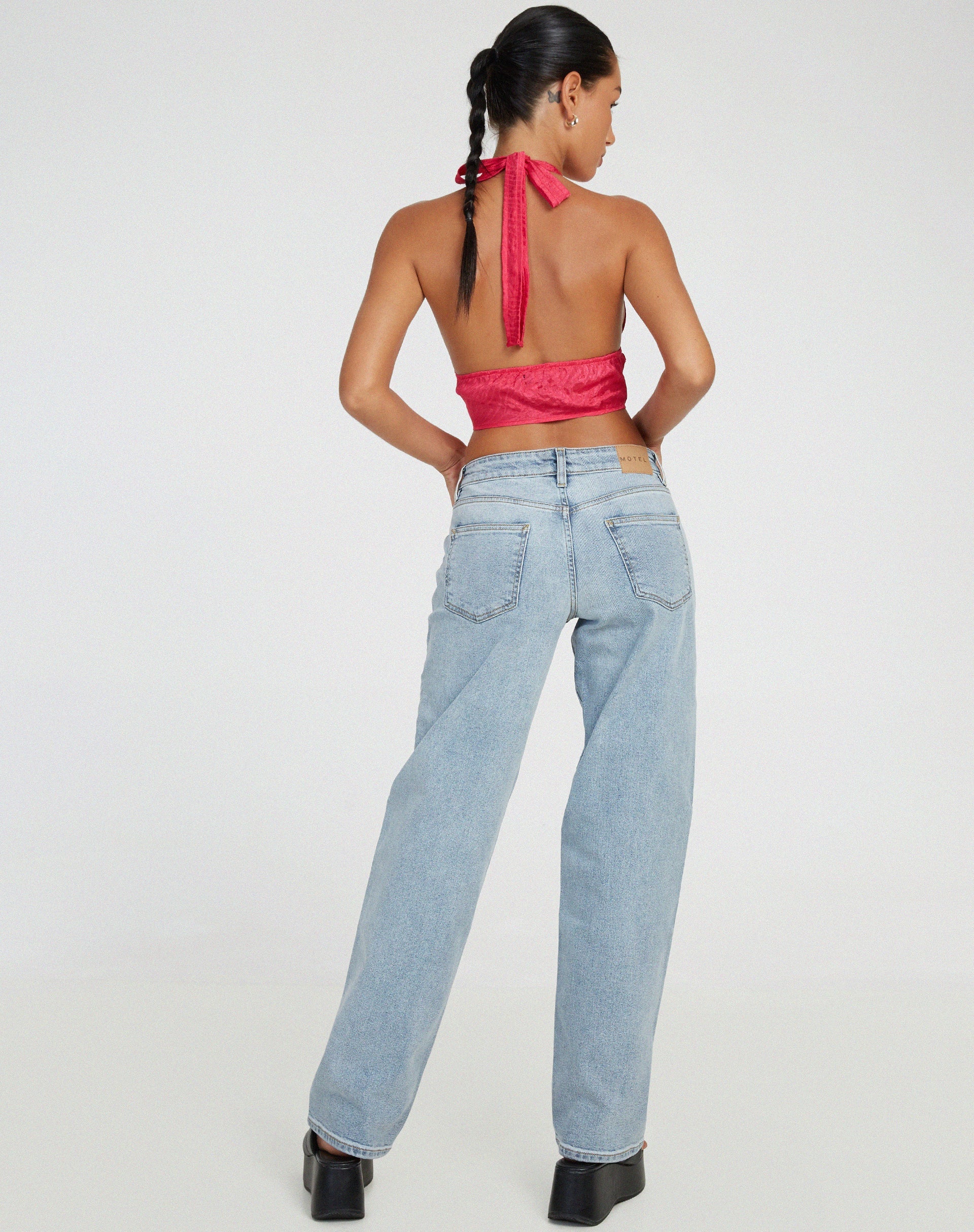 immagine di Nanda Crop Top in raso zebrato rosa caldo