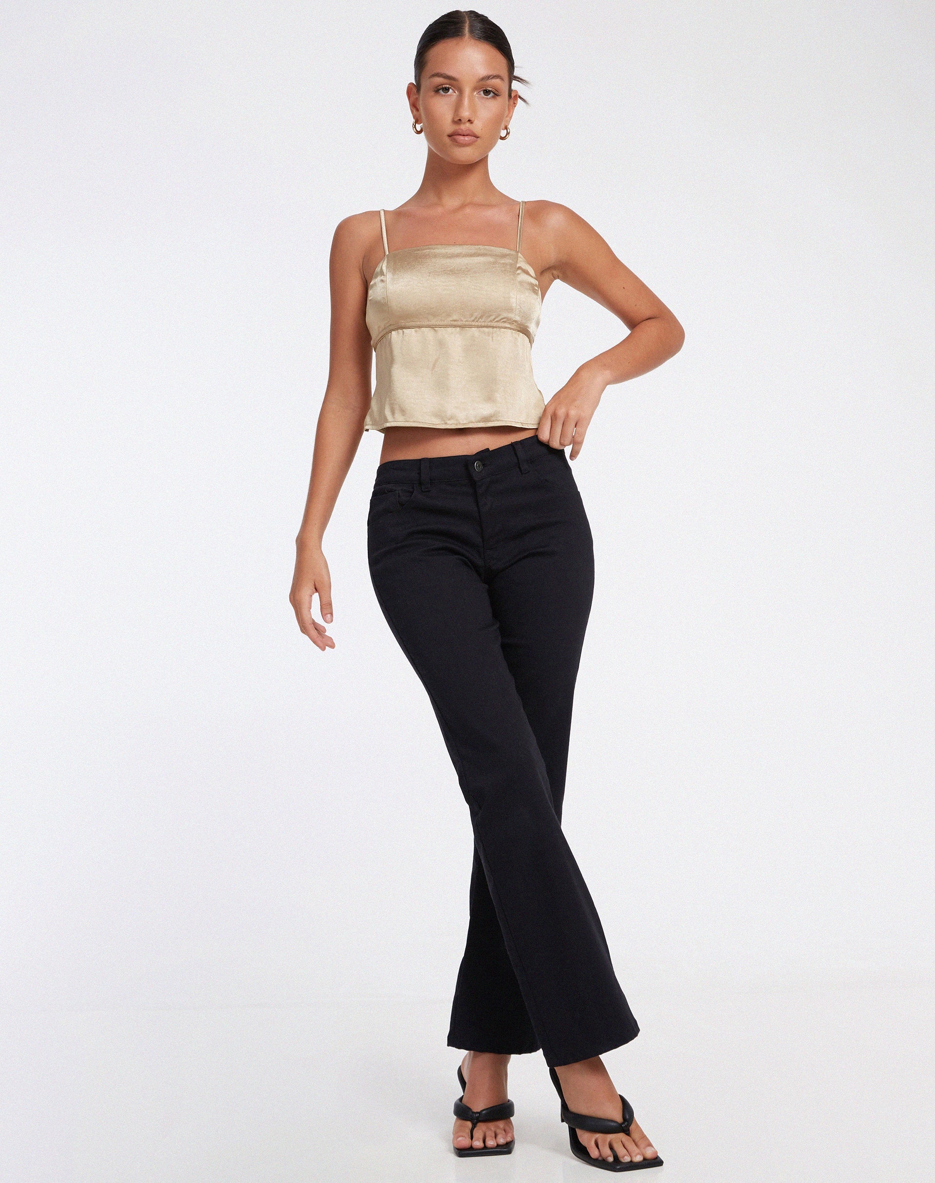 immagine di Nandina Top in Satin Olive Gold