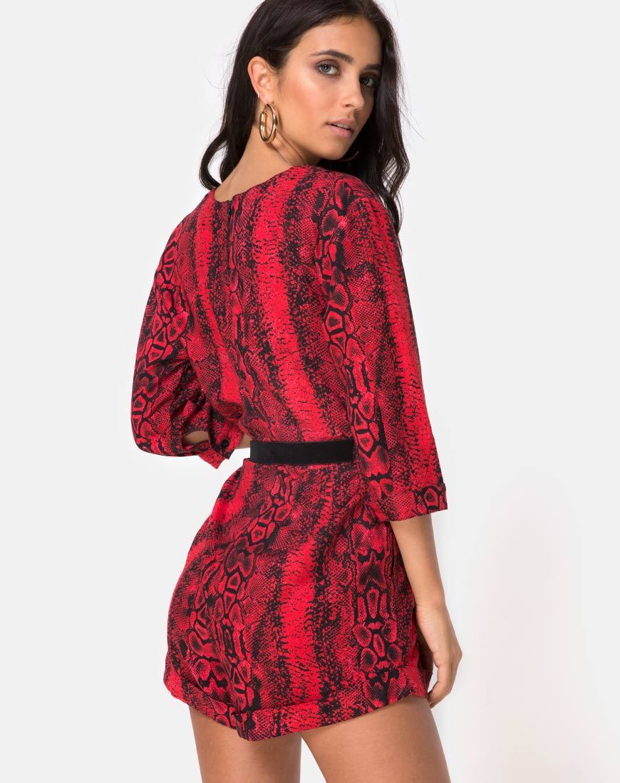 Immagine di Nanic Plunge Playsuit in Rosso Serpente