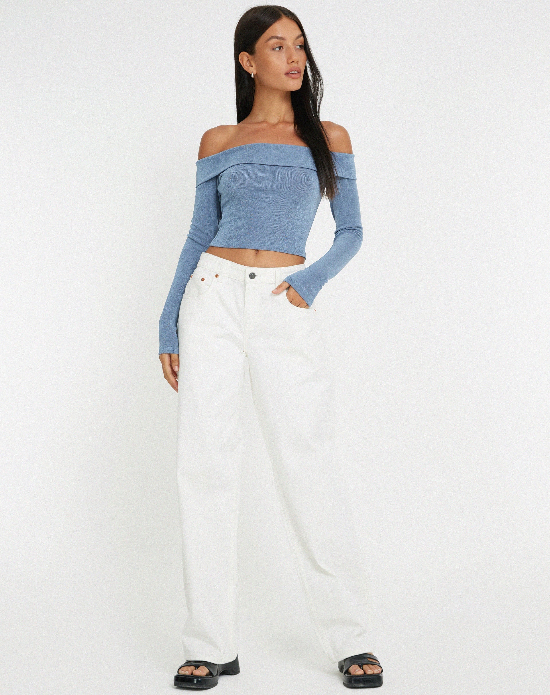 immagine di Nasari Crop Top in Blue Grey