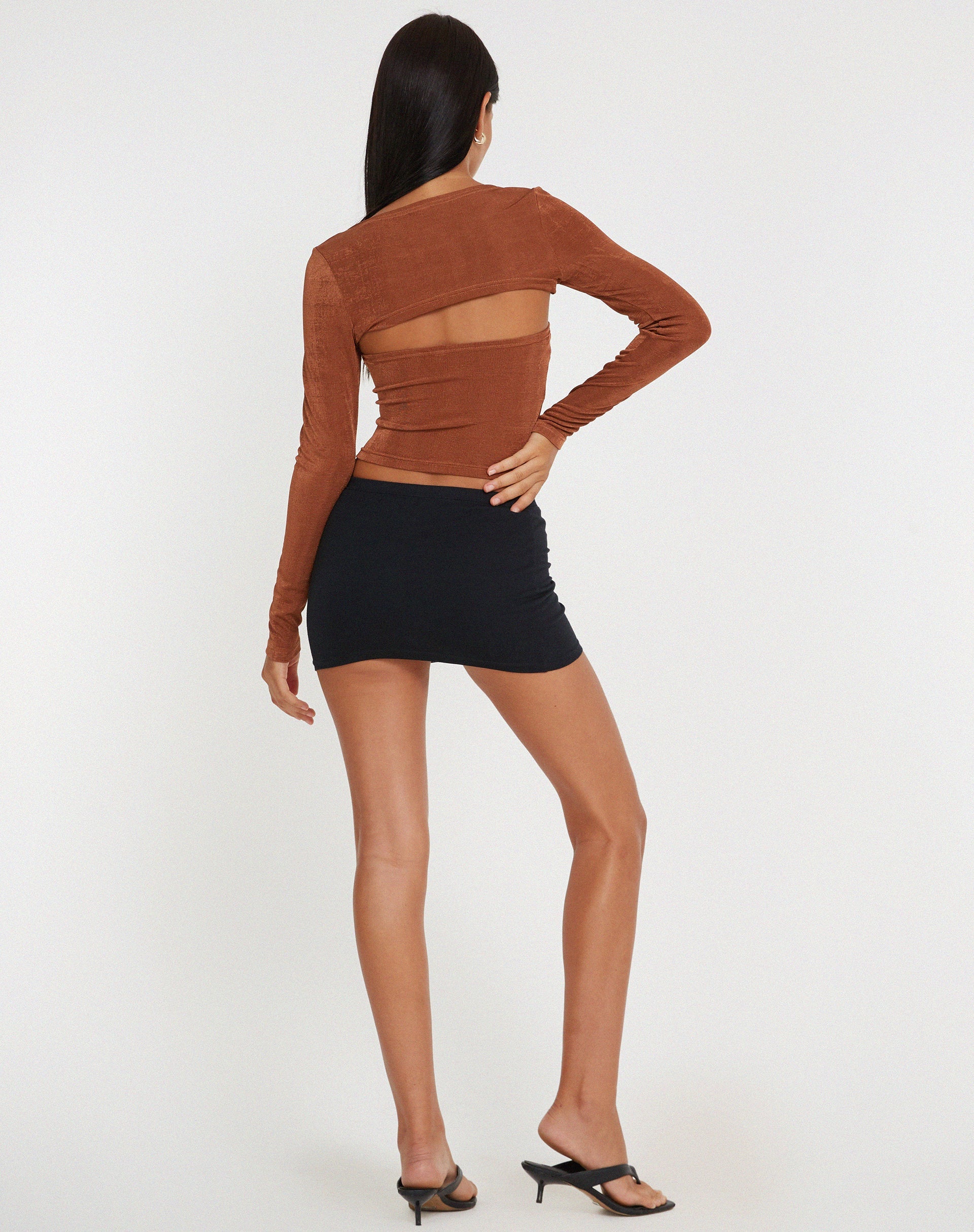 immagine di Nastra Crop Top in marrone