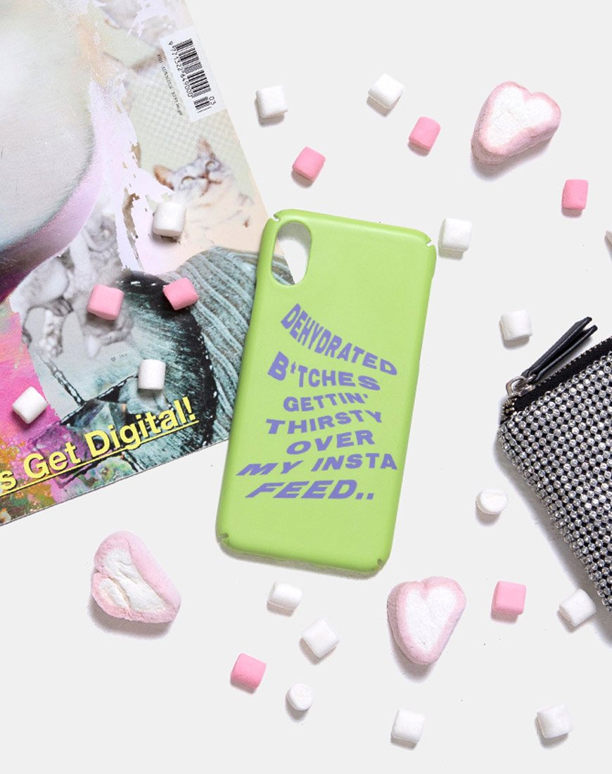 Custodia per telefono in Lime opaco con testo Instafeed X Top Girl