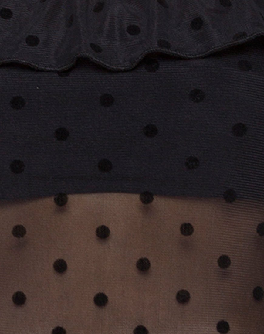 Immagine di Natalia Off The Shoulder Corpetto in rete a pois Nero