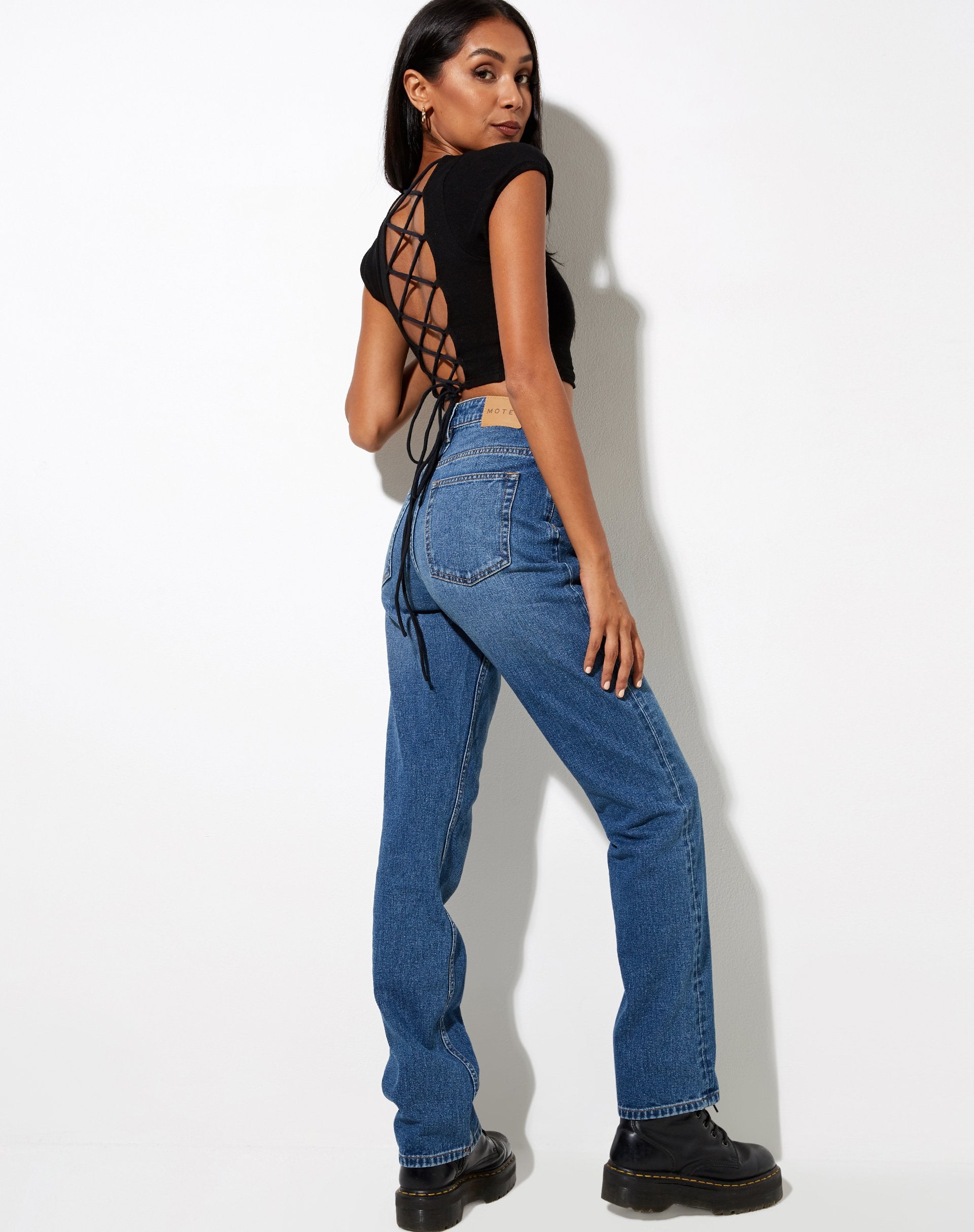 Immagine di Natka Crop Top a costine nero