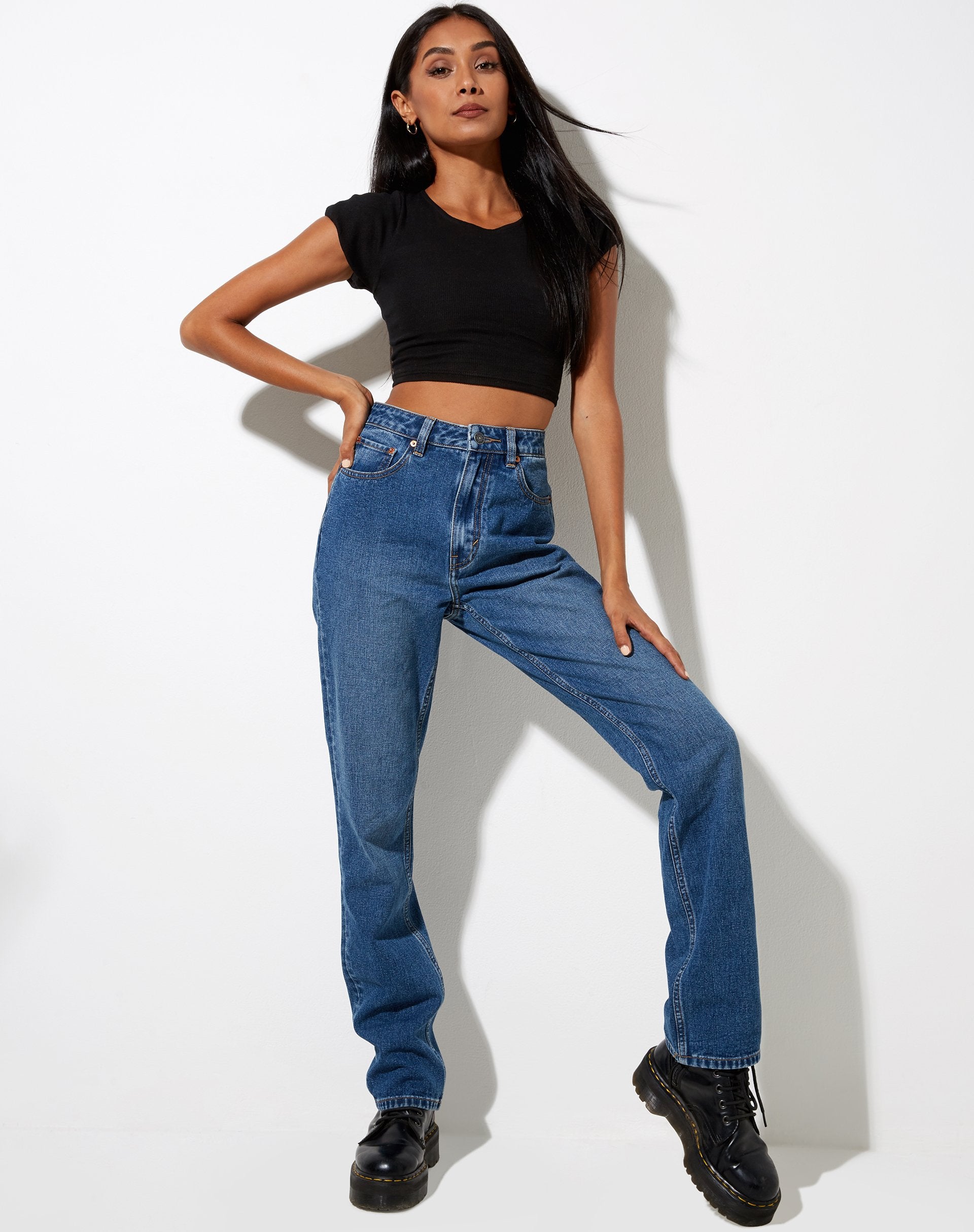 Immagine di Natka Crop Top a costine nero