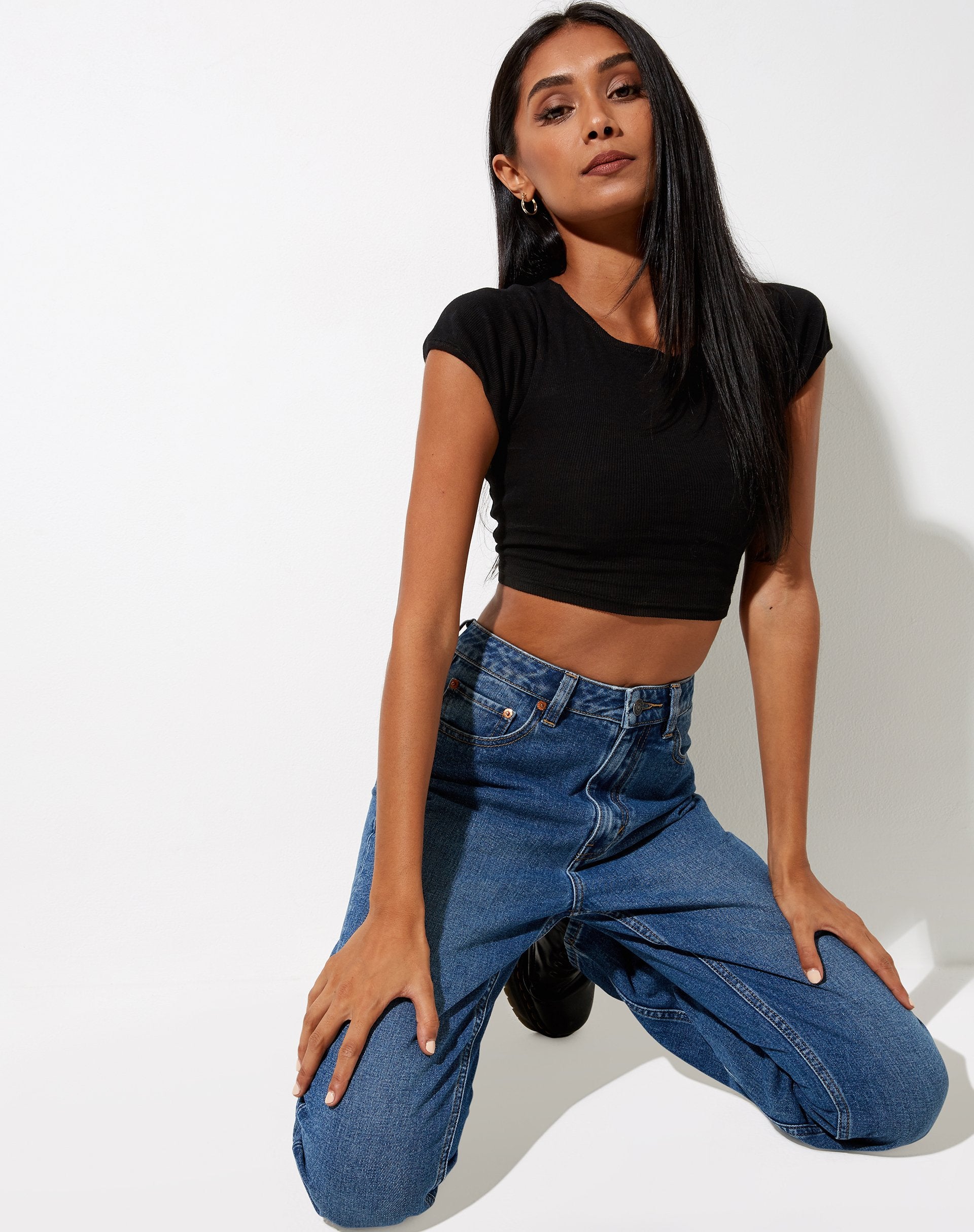 Immagine di Natka Crop Top a costine nero